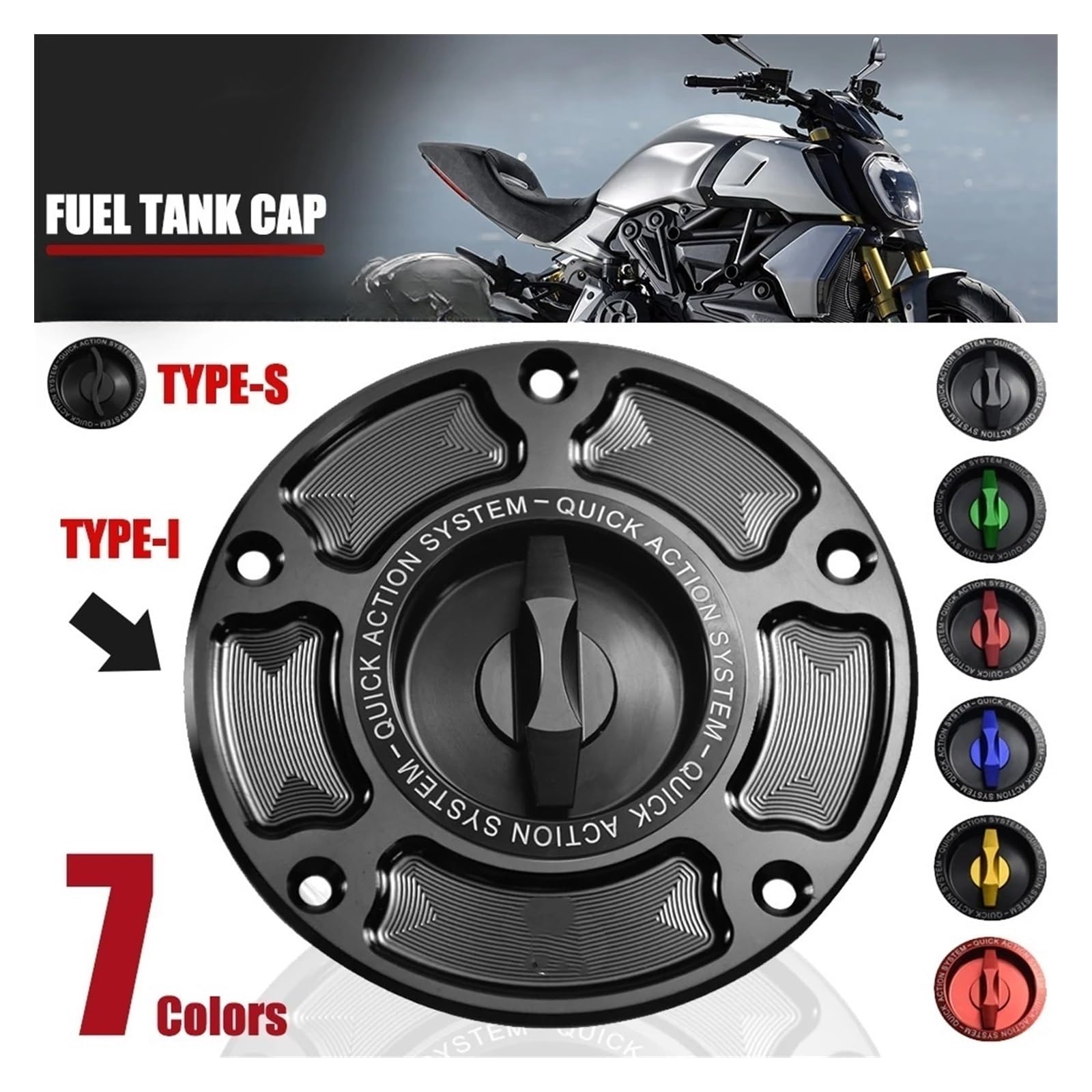 Tappo Serbatoio Tappo Serbatoio Carburante Per Duc&ati Diavel XDiavel | Guarnizione A Prova Di Perdite, Finitura Lucida, Design A Sgancio Rapido, Lega Di CNC, Più Colori