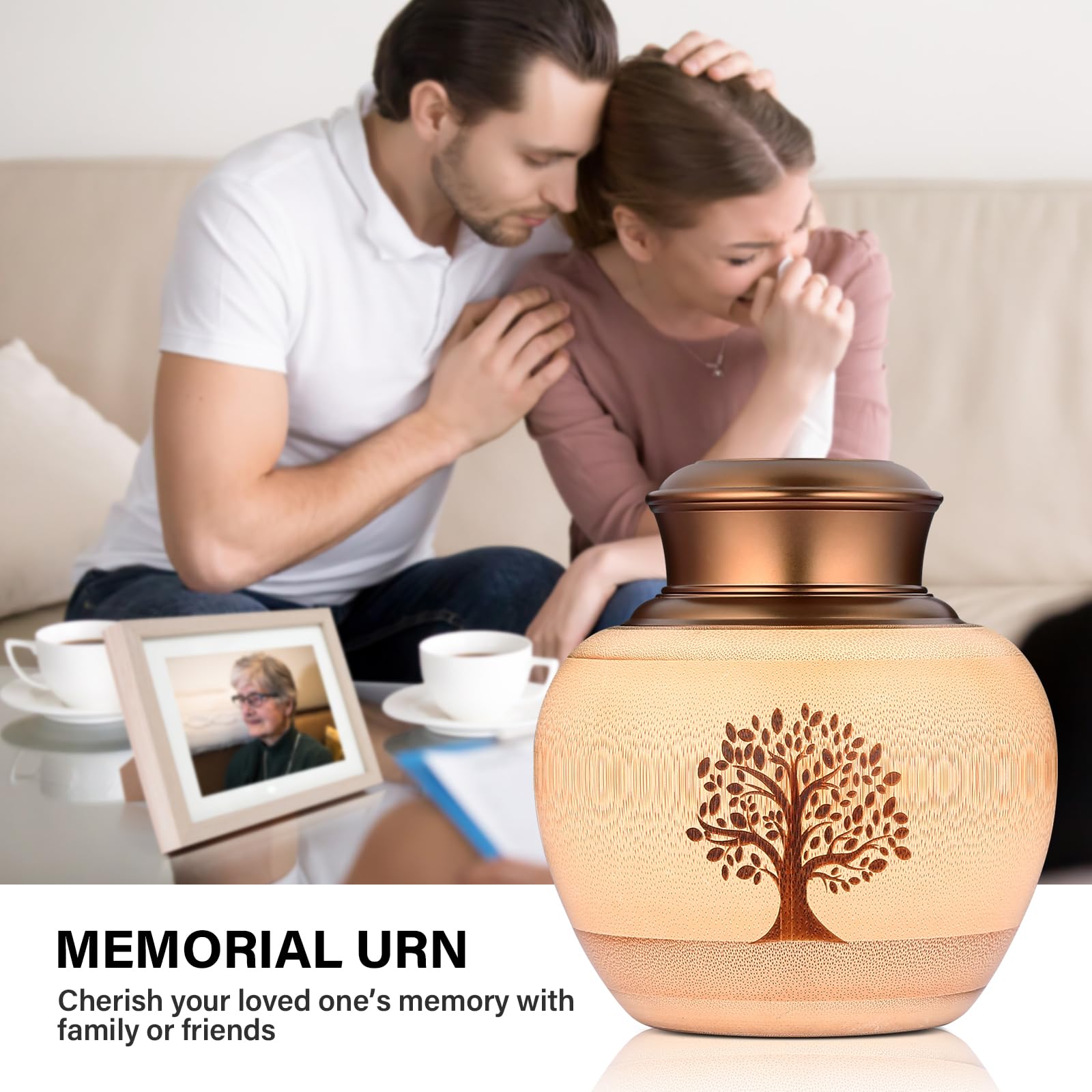 Urnas de Recuerdo Medianas para Cenizas humanas o de Mascotas, Hechas de bambú, urnas de cremación conmemorativas para Cenizas humanas, Adultos, Hembras, machos, urnas Decorativas, contenedor de
