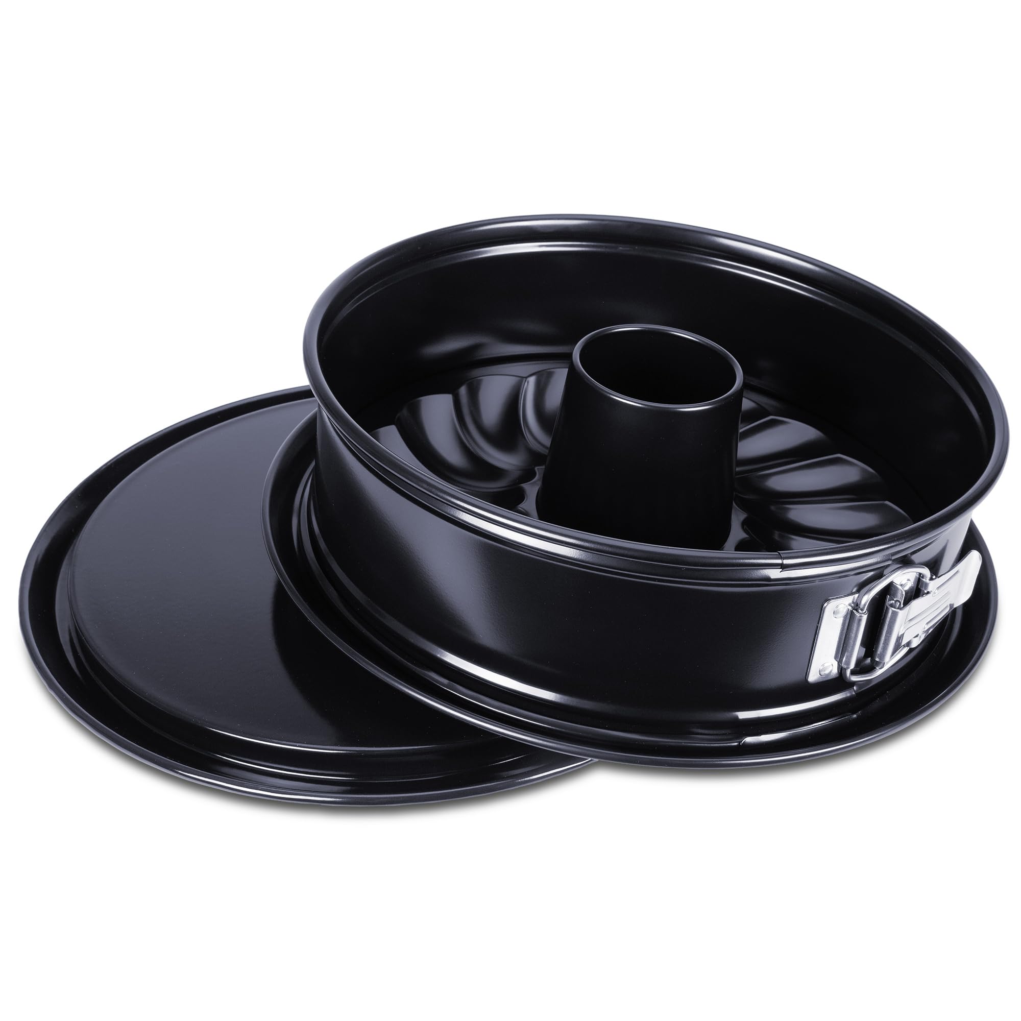 Städter we love baking Springform EMAILLE mit Flach- und Rohrboden, Black Edition, ø 26 cm, schnitt- und kratzfest, nicht spülmaschinengeeignet, Antihaftbeschichtung | t Flach-, Rohrboden