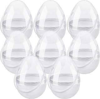 Paquete de 8 huevos de Pascua transparentes de 8 pulgadas con asas, huevos de Pascua grandes, rellenables, transparentes, vacíos, para fiesta de caza de Pascua, sorpresa