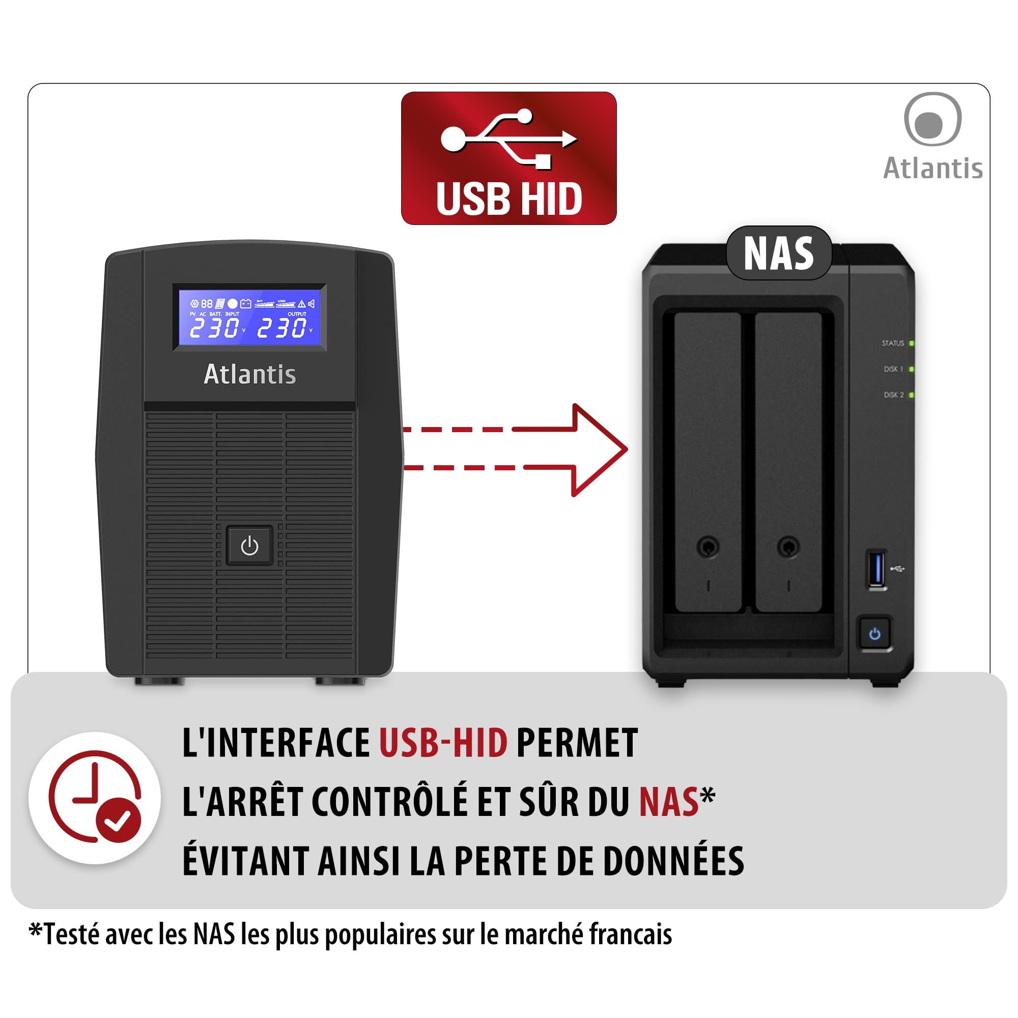 Atlantis onduleur 800VA/480W, Onde sinusoïdale Pure