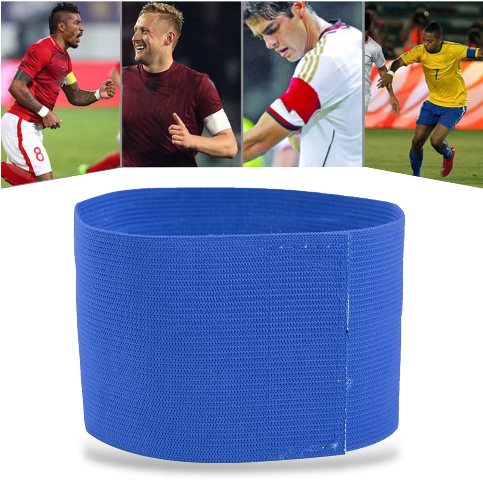 Soccer Captain Armband, 6 Pieces Adjustable Football Arm Bands, Elastic Captain Bands Soccer for Adult Youth, Outdoor Football Player Bands (Blue)