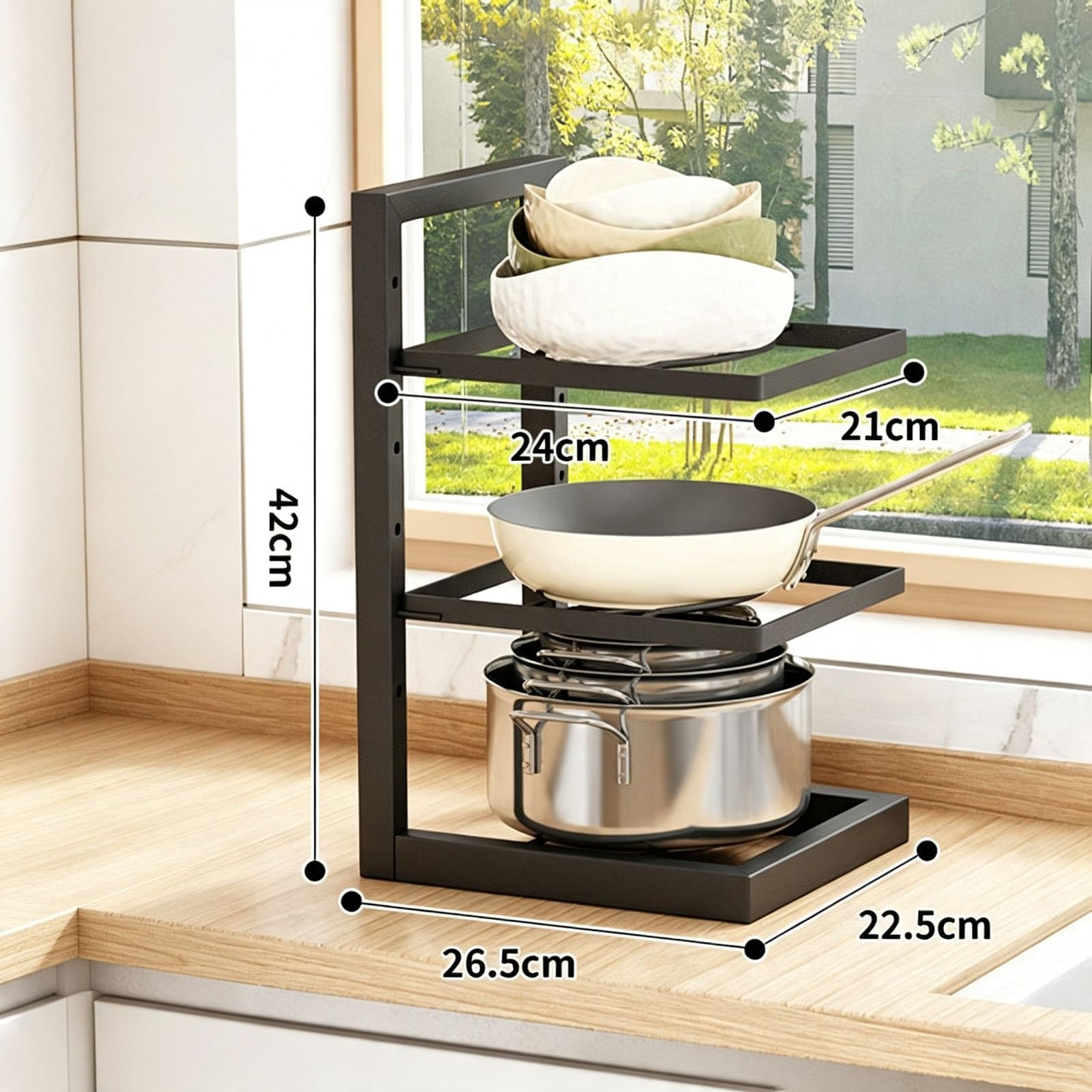 Organizzatore di Pentole,Supporto Porta Stoviglie da Cucina | Portaoggetti per La Conservazione Della Cucina Adatto a Pentole, Padelle, per L'organizzazione Della Cucina Domestica