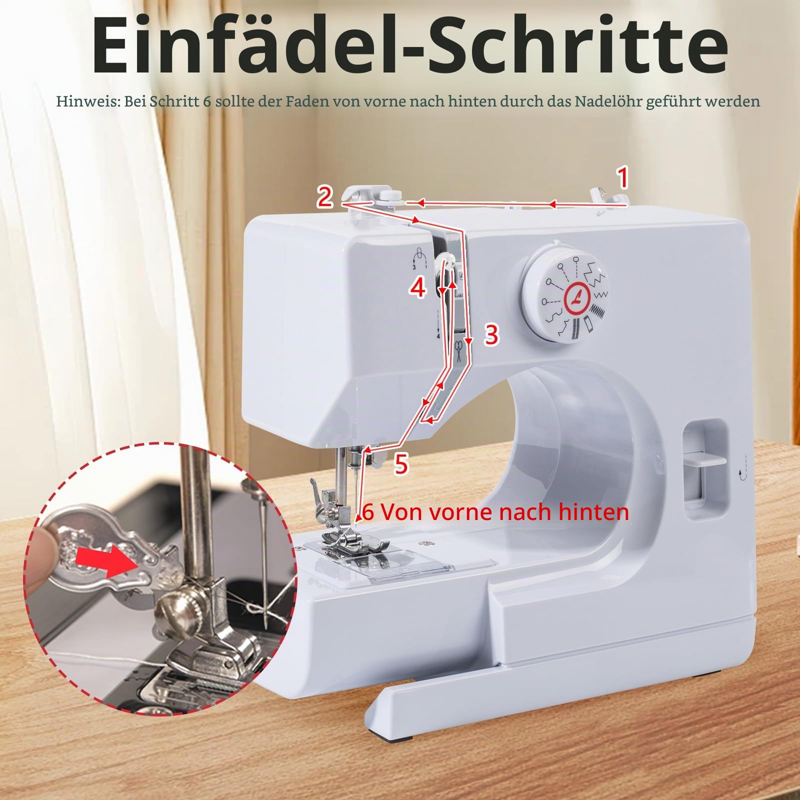 Nähmaschine für Anfänger, Elektrische Nähmaschine Kleine, 12 Stichprogrammen Handnähmaschine Mini Sewing Machine, Tragbare Nähmaschines mit LED-Licht, Fußpedal & Nähset (Grey)