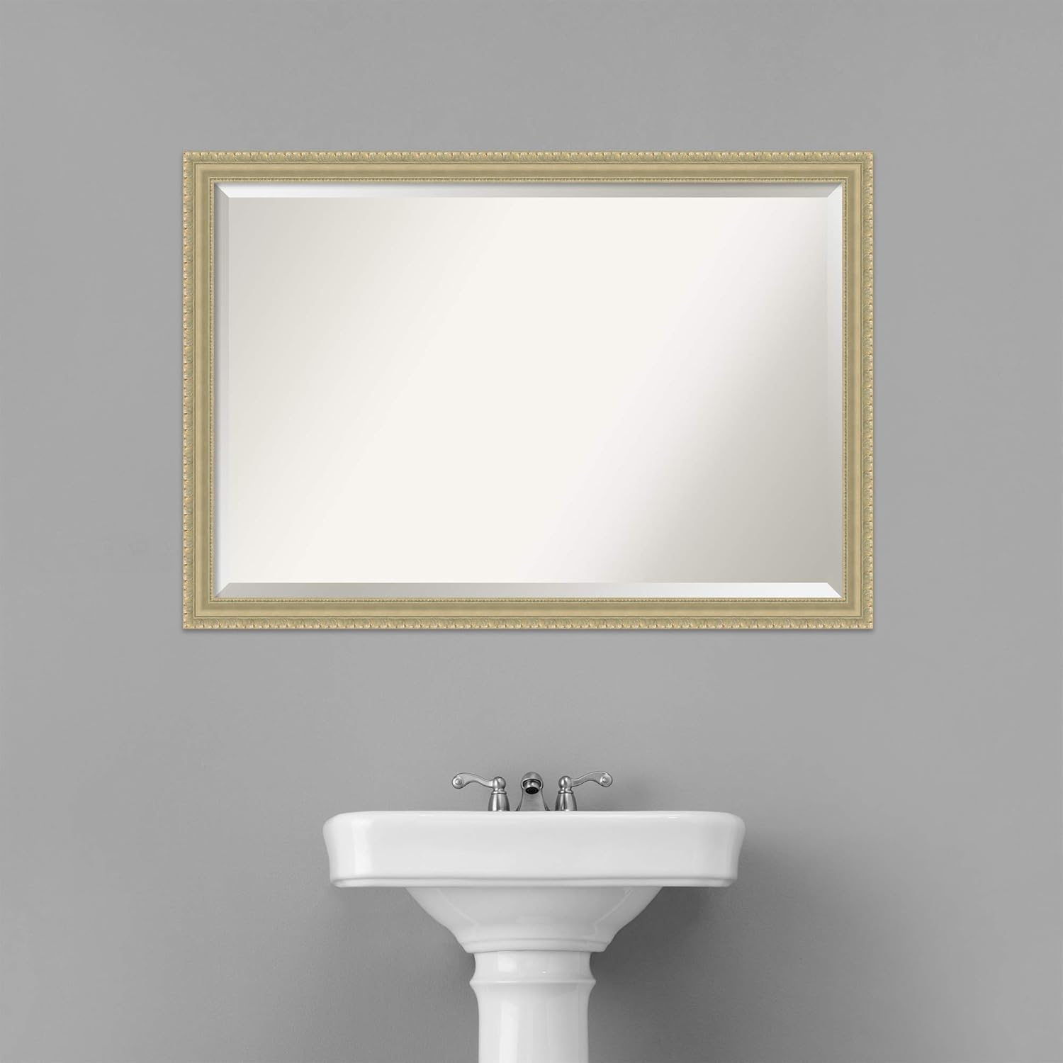 Amanti Art Bathroom Mirror for Over Sink, Vanity Mirror, Wood Frame, Hangs Horizonally and Vertically, Bathroom Wall Decor, Beveled Edge