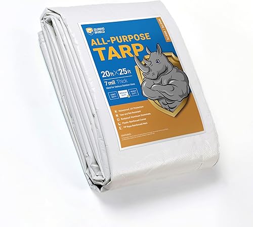 Miniatura 42 de GUARD SHIELD Lona plateada impermeable de 10 x 12 pies, cubierta de lona de polietileno multiusos de servicio medio, 7 mil