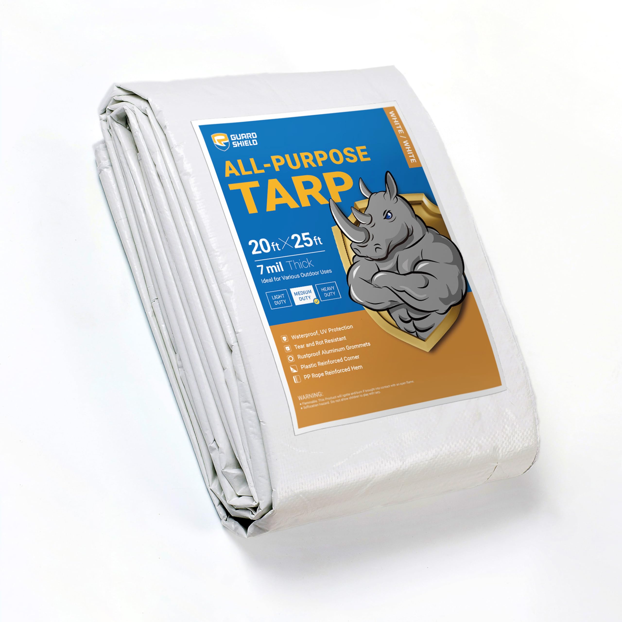 GUARD SHIELD White Tarp 10x12 Feet Medium Duty All Purpose Poly Tarps Cover 7mil — view 32
