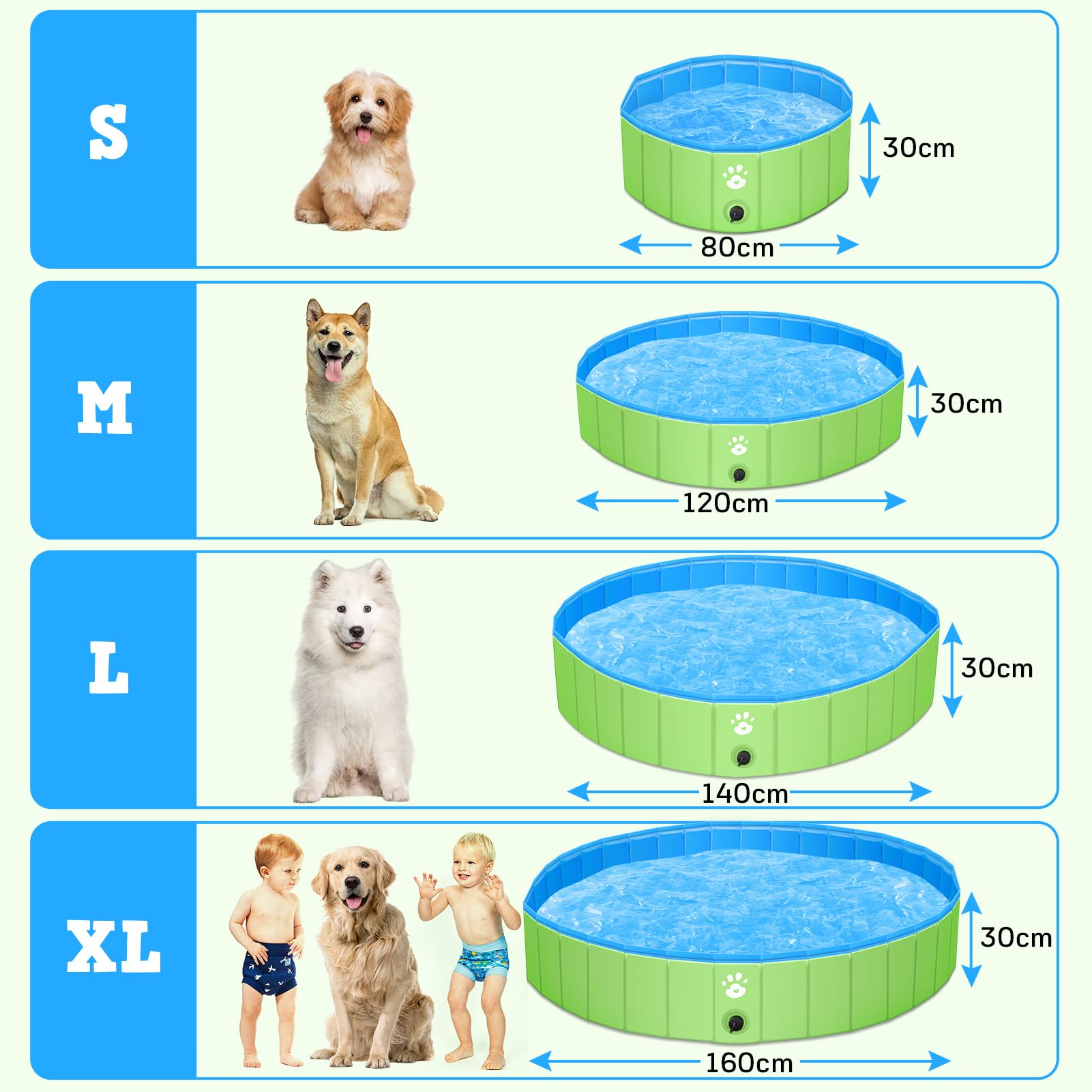 ZOOYAUE Hundepool, Faltbare Hundepools für Kleine, Mittlere&Große,Swimmingpool Planschbecken Hundebadewanne Faltbarer für Hunde und Katzen,Abriebfest&rutschfest