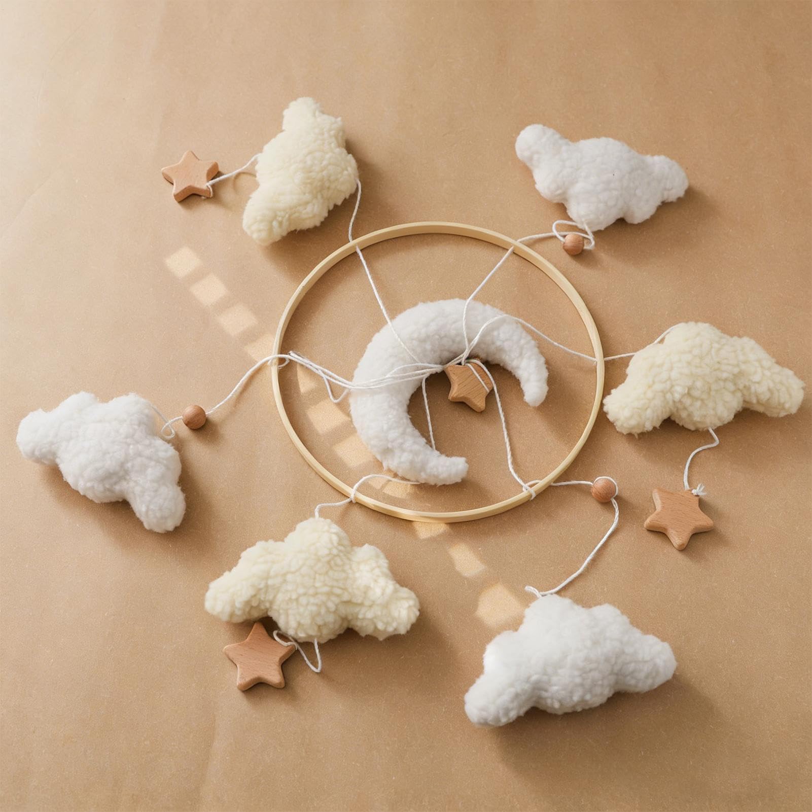 Kids Mobile for Crib - Soothing Aesthetic Educational,Cloud Crib Mobile Bell Decor | for Bedroom Living Room Wall Window Home Boys Girls Prechoolers Young Child — view 3
