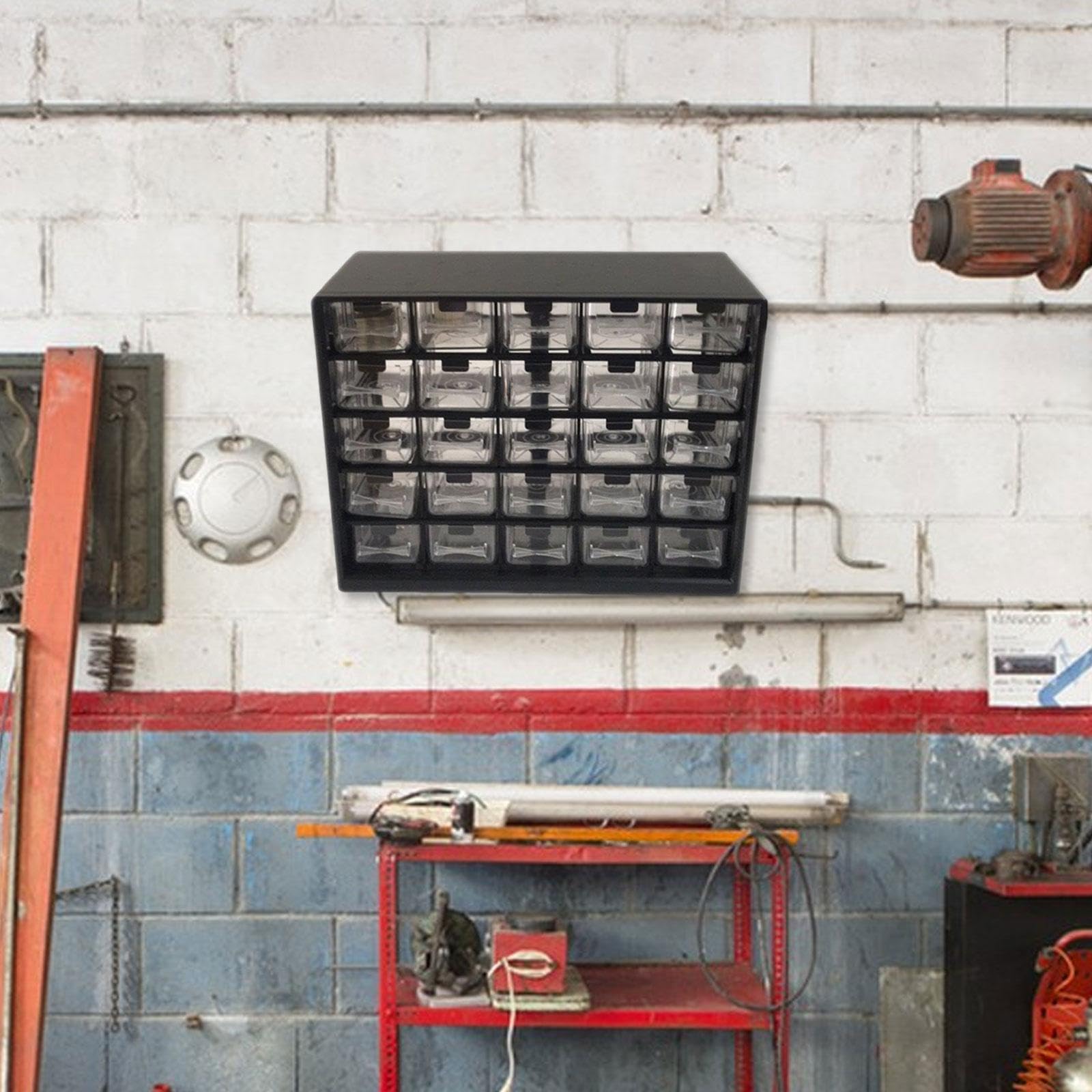 Gralara Organizador de Tornillos Gabinete de Almacenaje Caja con Compartimentos Material Resistente Adecuado para Taller Aula Despacho Habitación de Manualida, Negro, Individual