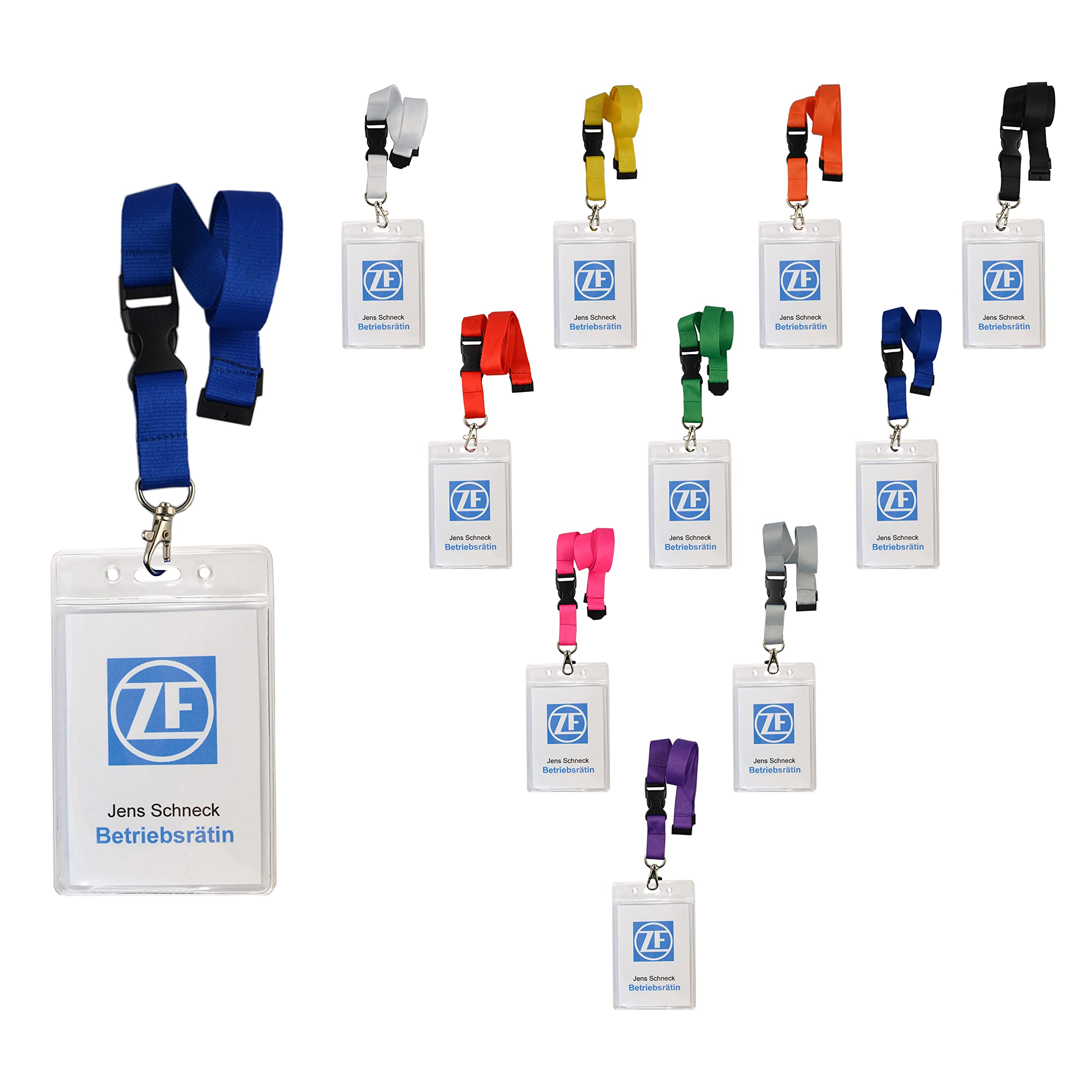 Schmalz 100 PZ Nastro Portachiavi incl. Fodero-cartellino Porta-Badge in PVC Morbido Nastro Portachiavi Neutro Senza Stampa 20 mm ampiezza, Fibbia Chiusura Diversi Colori PORTABADGE Ritratto