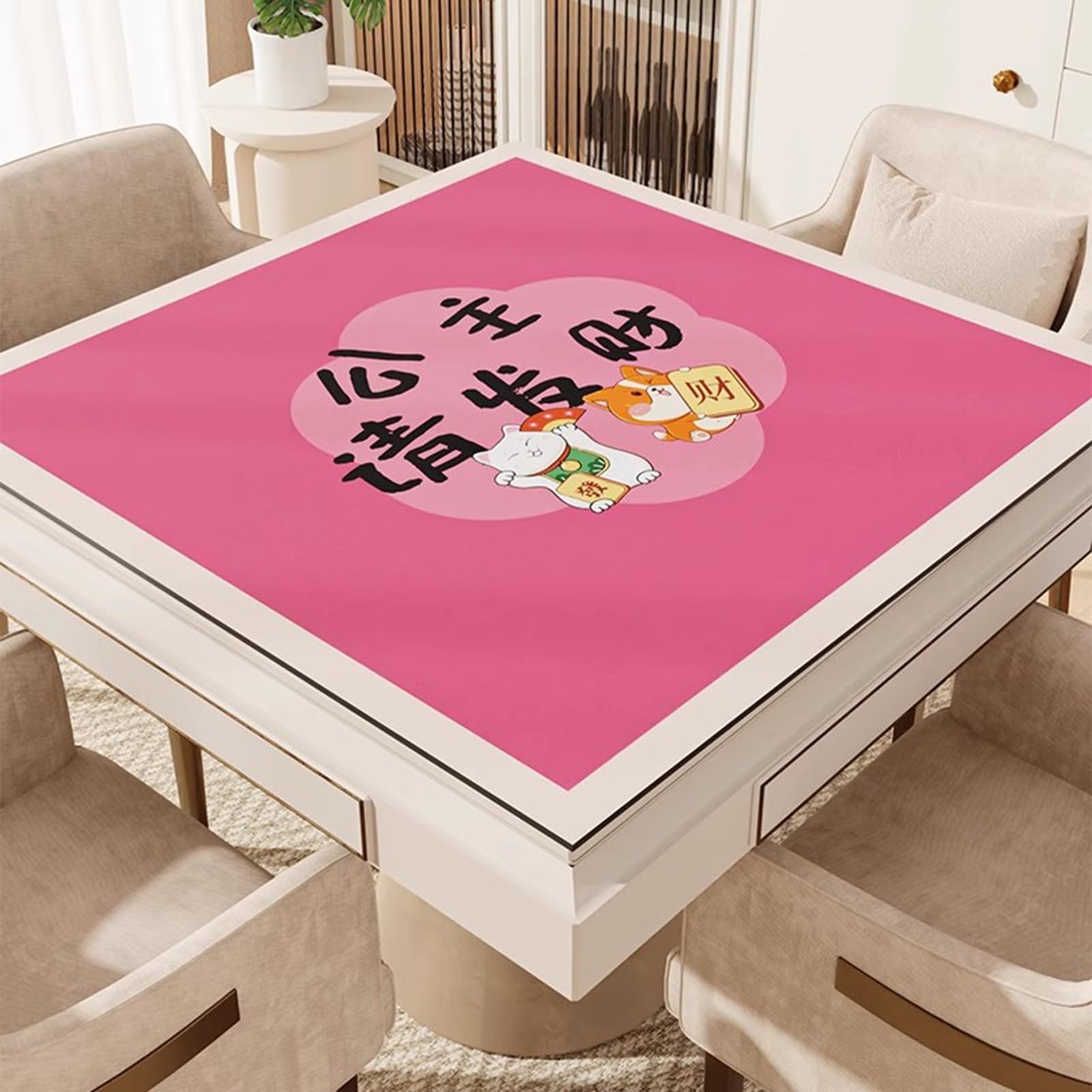 Tapis de Table de mah-Jong, Tapis de Jeu épais et antidérapant avec Support en Caoutchouc for(70cm/27.55in)