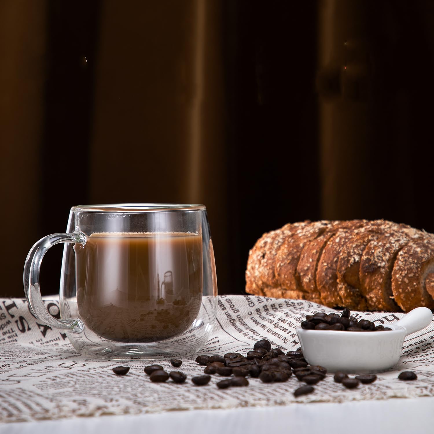 CNGLASS Doppelwandige Kaffeegläser 290ml/10oz, Isolierte Kaffeetassen Glas 2er Set, Thermogläser mit Henkel für Cappuccino, Milch, Tee Küche, Haushalt & Wohnen