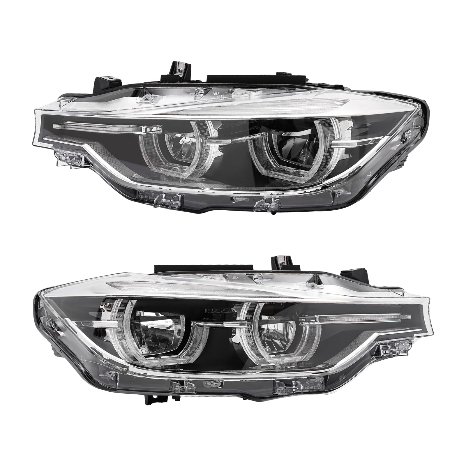 Gruppo fari a LED per BMW Serie 3 F30 F31 2016-2019 Senza AFS, fari Anteriori Lato conducente Sinistro e Lato passeggero Destro con luci diurne a LED e lampadine (Coppia)