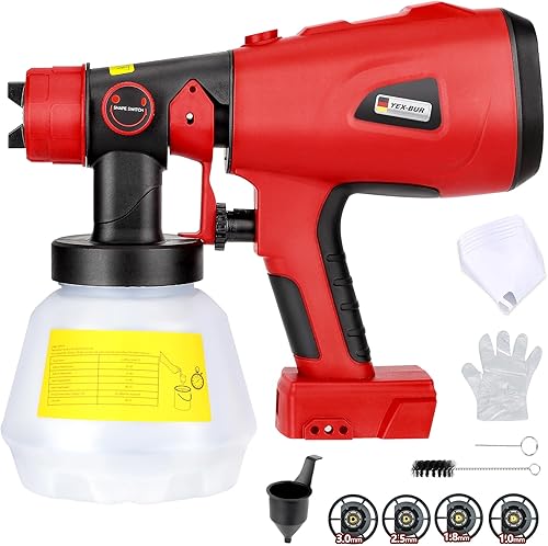 Pulverizador de pintura inalámbrico para Milwaukee m18 de 18 V, pistola de pulverización HVLP de mano para muebles, vallas, autos, paredes, trabajos
