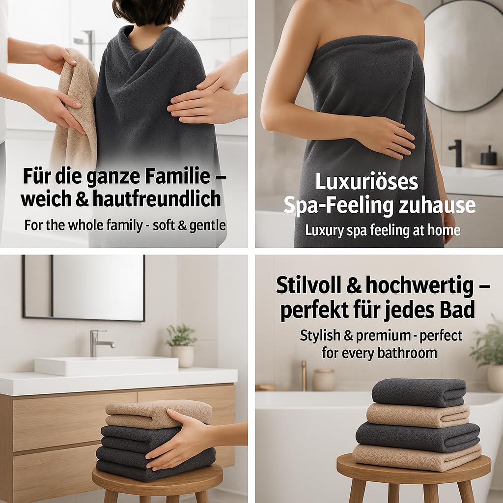 Betz Berlin Handtuch-Set 12-teilig 100% Baumwolle Oeko-TEX® 360g/m² Cappuccino Graphit