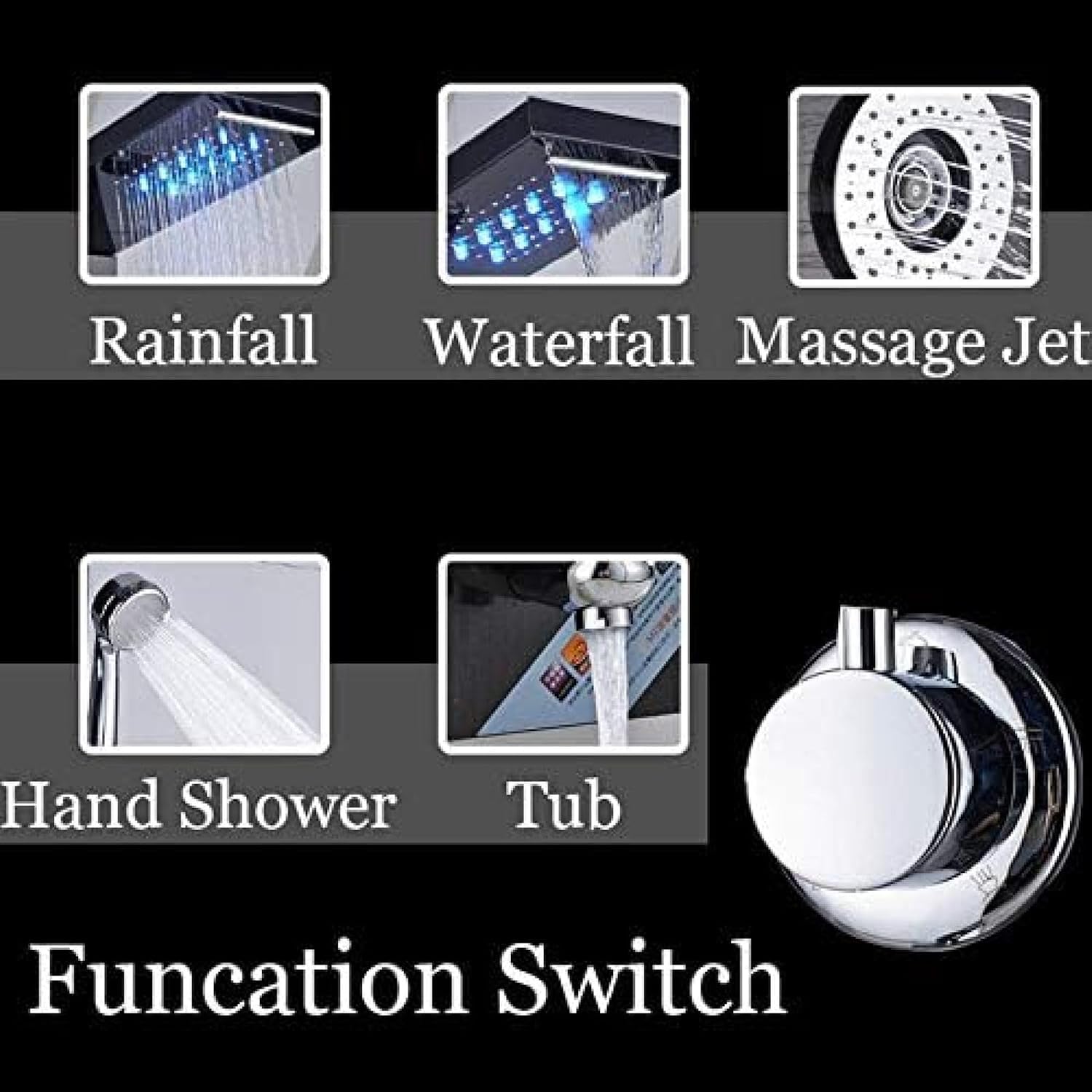 Oil Rubbed Bronze Shower Panel with Brass Hand Shower Shower Column