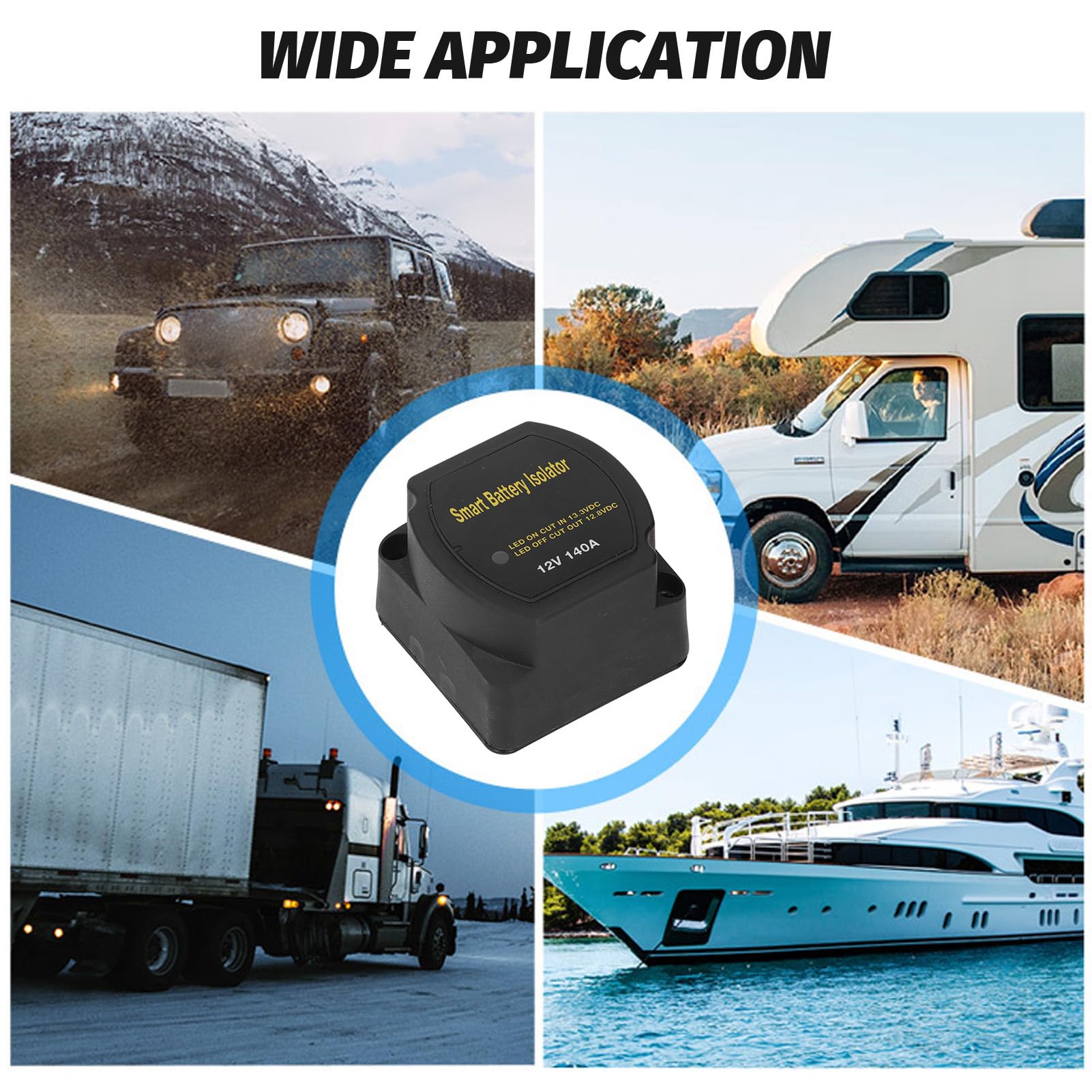 Kit de Aislador de Batería Dual de 12 V, relé de Carga Dividida Eficiente para Camión, RV, ATV, SUV, Barco