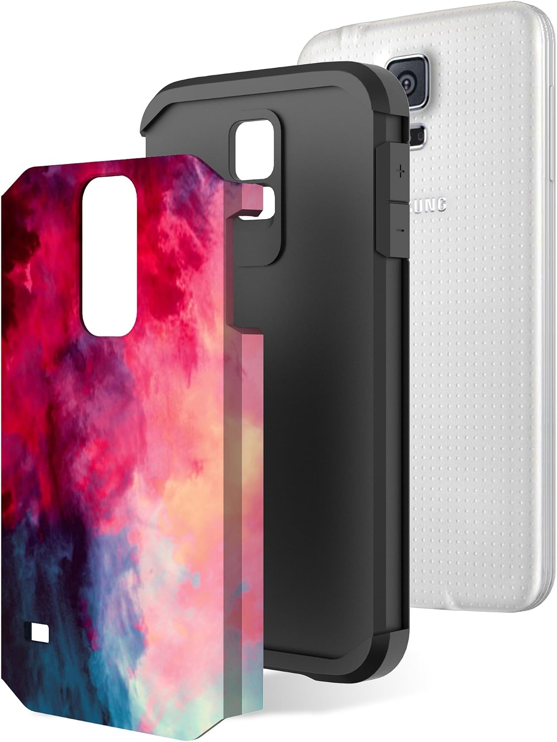 Townshop Galaxy S5 Case, Paint Clouds Design Hard Impact Dual Layer Shockproof Bumper Case for Samsung Galaxy S5 (I9600)