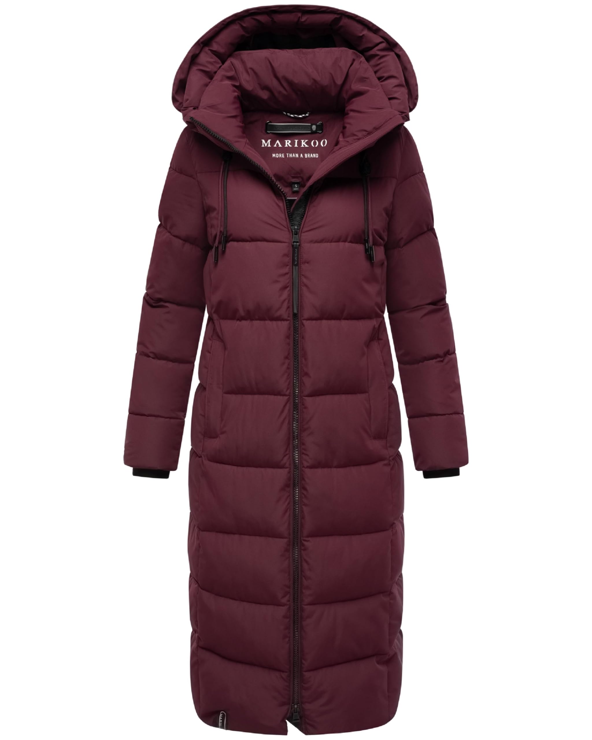 MARIKOO Nadeshikoo XVI Women's Winter Coat Warm Quilted Coat Long with Removable Hood XS-5XL, Wine Red, XXL