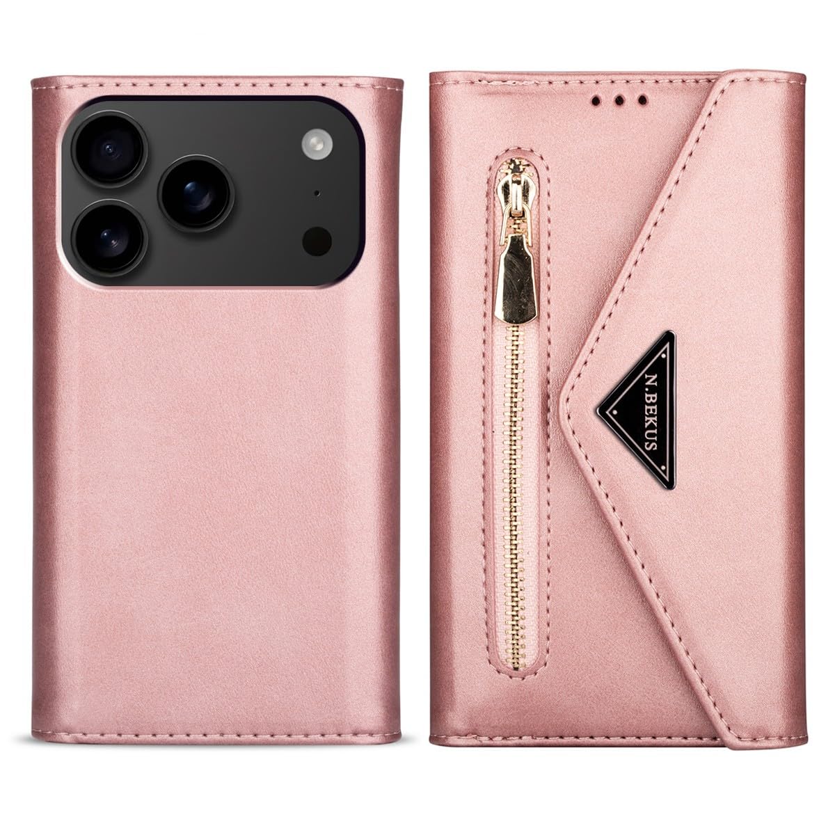 Housse iPhone 15 Plus or rose pour simplifier vos sorties avec son portefeuille à rabat - 7