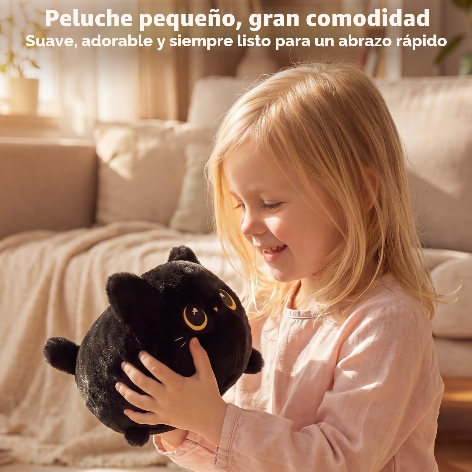 Mewaii 20CM Peluche Pequeños Gato Negro con Ojos de Luna-Suave y Lindo Cojín de Peluche para Abrazar - Ideal para Niños, Regalo para Navidad, Cumpleaños y Más