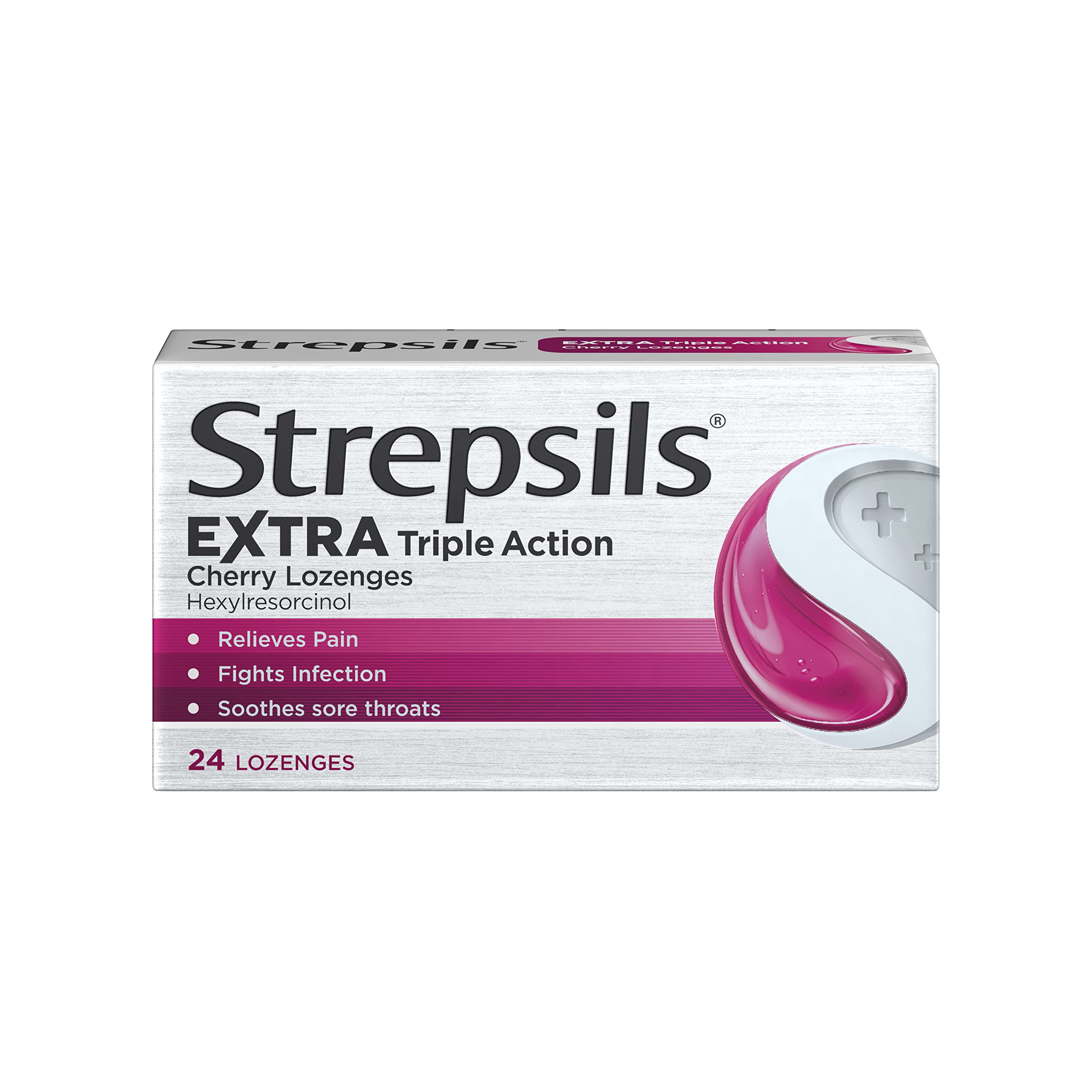 Buy Strepsils Extra Triple Action Cherry Lozenges X 24, for Sore Throat