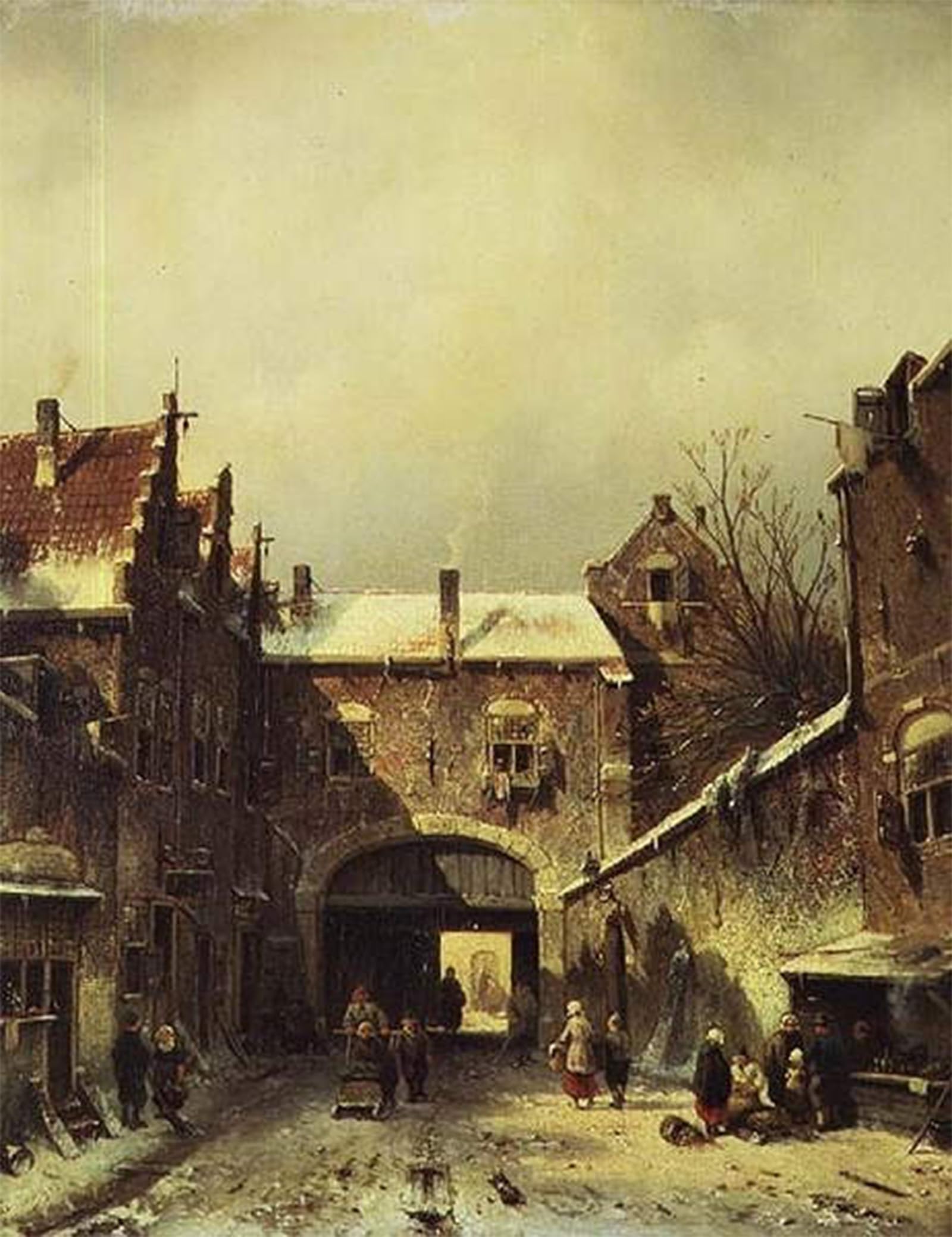 SERENDIPITP Aesthetic Poster Photo Wall Print Retro Picture a Dutch Town in Winter by Charles Henri Leickert Modern Wall Artwork for Home Decor 60x90cm