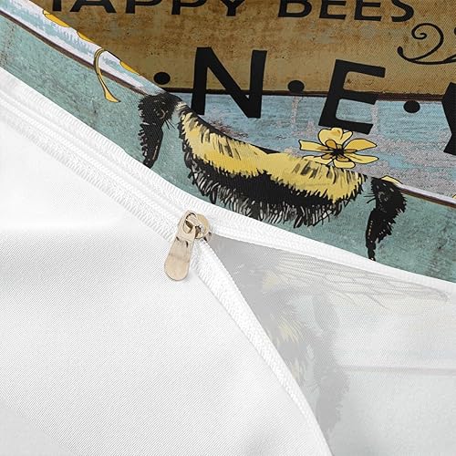 Miniatura 6 de Juego de ropa de cama de abeja amarilla para niñas y niños, funda de edredón con textura de madera de abeja tamaño Queen, funda de edredón de abeja