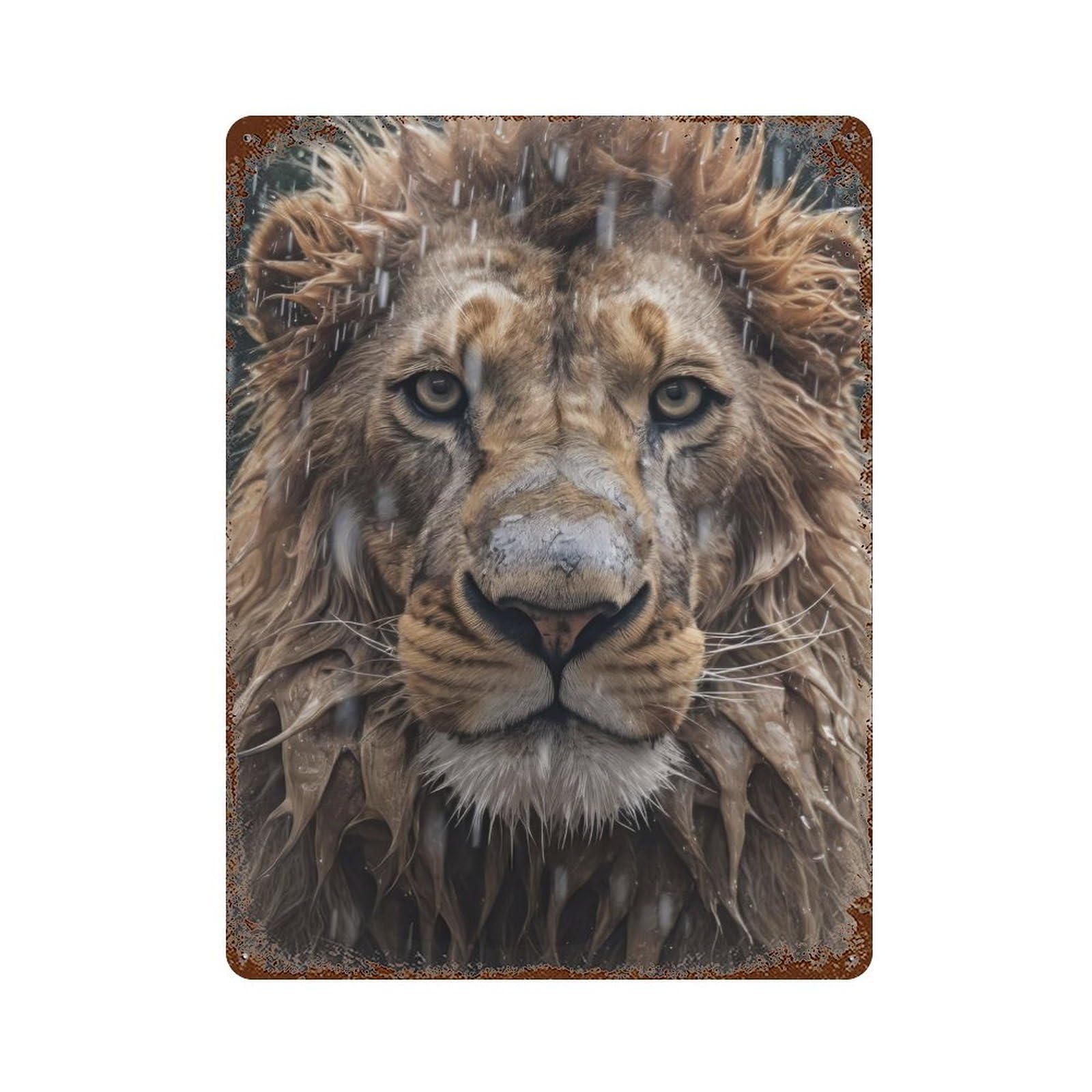 Retro Metal Sign Wet Lion CloseUp 15.7"x11.8", Retro Wall Decor for Living Room, Hallway And Home Decor