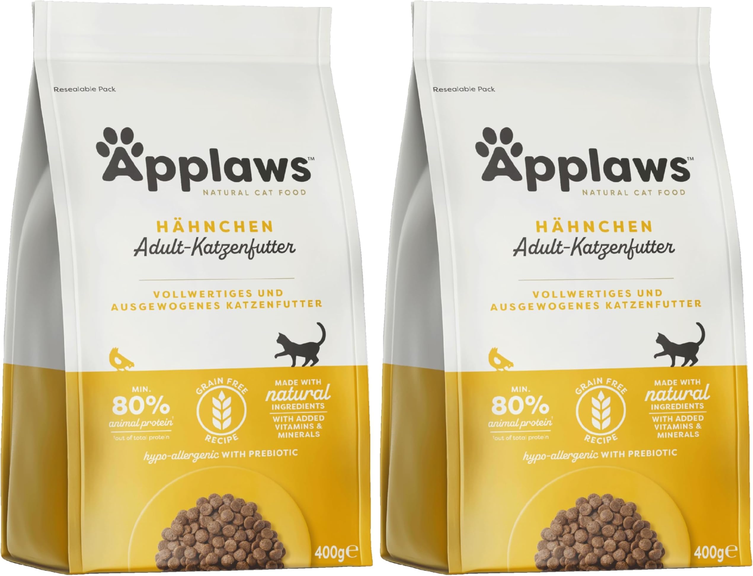 Applaws Complete and Grain Free Dry Cat Food, Adult Chicken, 400g (Pack of 2)