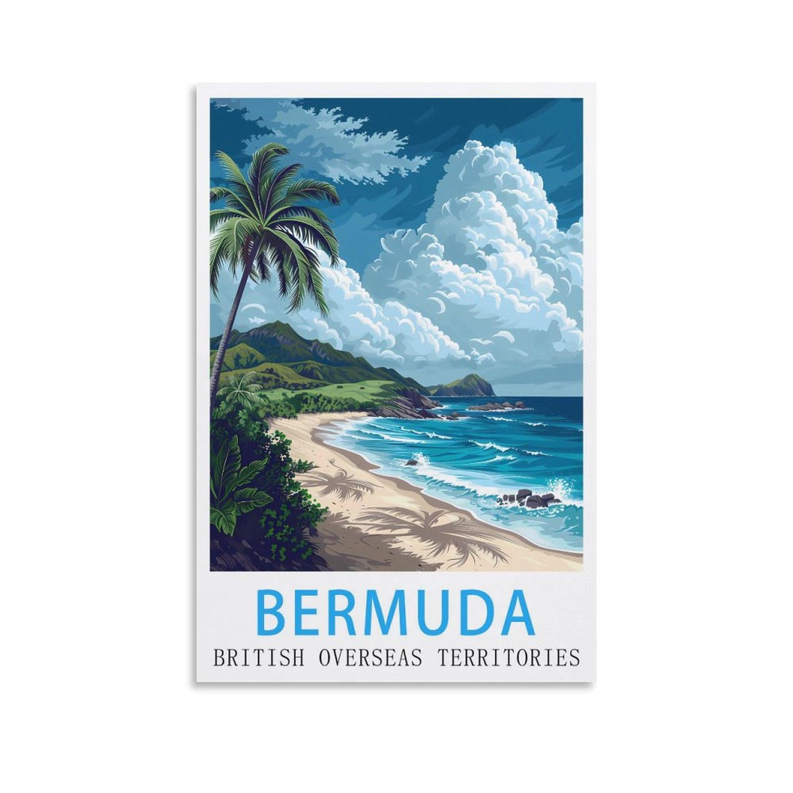Lolwnni Unframe-Style Bermuda Vintage Travel Poster 12X18inch(30X45cm) Canvas Wall Art Print Picture Paintings For Living Room Bedroom Decor