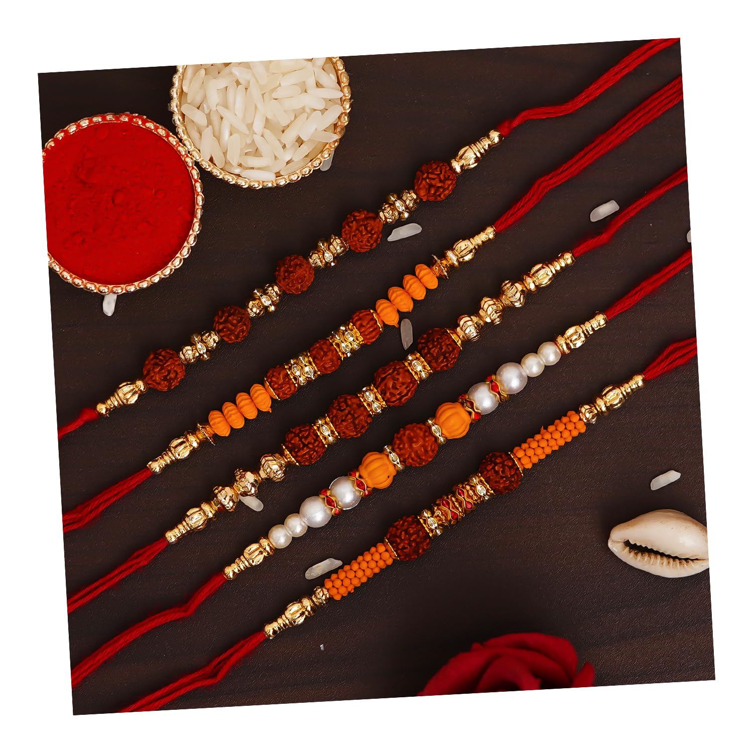 See full amazon price history chart for Multicolor Set of 5 Beads, Pearls, Diamond, Rudraksha Rakhis with Roli Chawal Pack - Rakhi for Brother, Bhaiya, Bhai Multicolor Set of 5 Beads, Pearls, Diamond, Rudraksha Rakhis with Roli Chawal Pack - Rakhi for Brother, Bhaiya, Bhai (B0B5DM36W5) Amazon Price History, Amazon Price Tracker