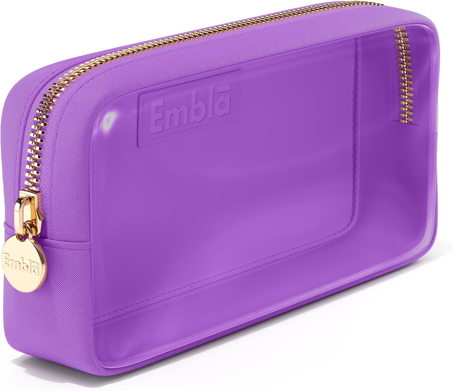 Embla Medium Clear Makeup Bag Travel, Waterproof Nylon Travel Toiletry Bag with Smooth Zipper, Quart Size Cosmetic Pouch, Purple