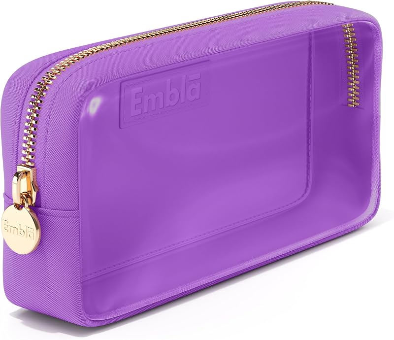 Necessaire de maquiagem Embla transparente Grape com zíper, nylon e PVC, Pacote com 1