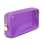 Embla London Makeup Bag Cosmetic Case, Clear Zipper Make Up Pouch and Toiletry Travel Tote, Cute Skincare Pouches for Women Girls, Preppy Purse Cosmetic Organizer, Small Makeup Bags, Grape