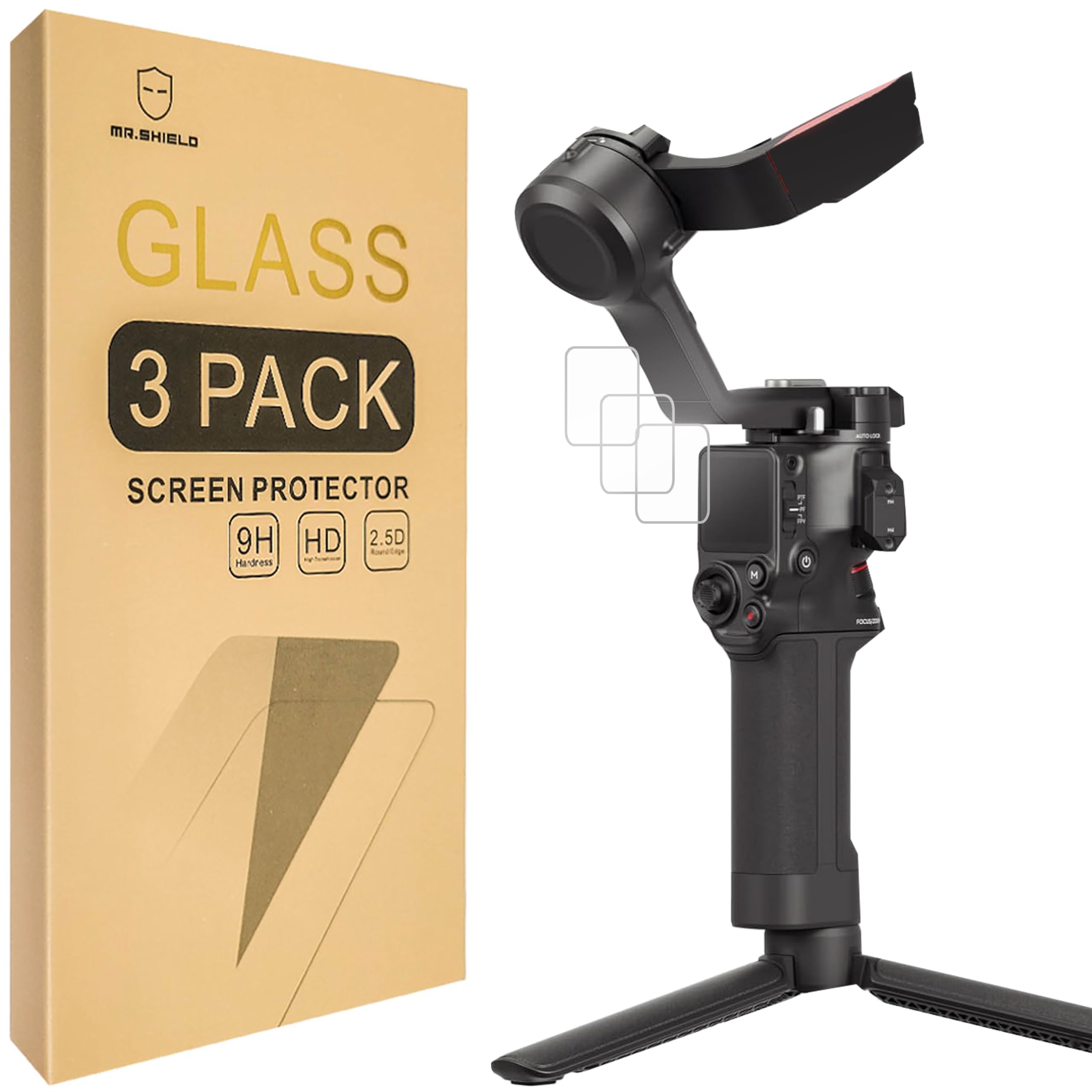 Mr.Shield Pellicola Protettiva per DJI RS 4 / DJI RS 4 Pro/DJI RS 4 Combo Vetro Temperato [9H Durezza] [3 Pezzi] Protezione Schermo Senza Bolle