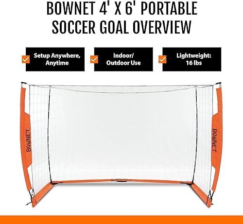 Miniatura 3 de Bownet - Portería de fútbol portátil con red - Portería de fútbol plegable emergente para entrenamiento y práctica - Marco de metal duradero