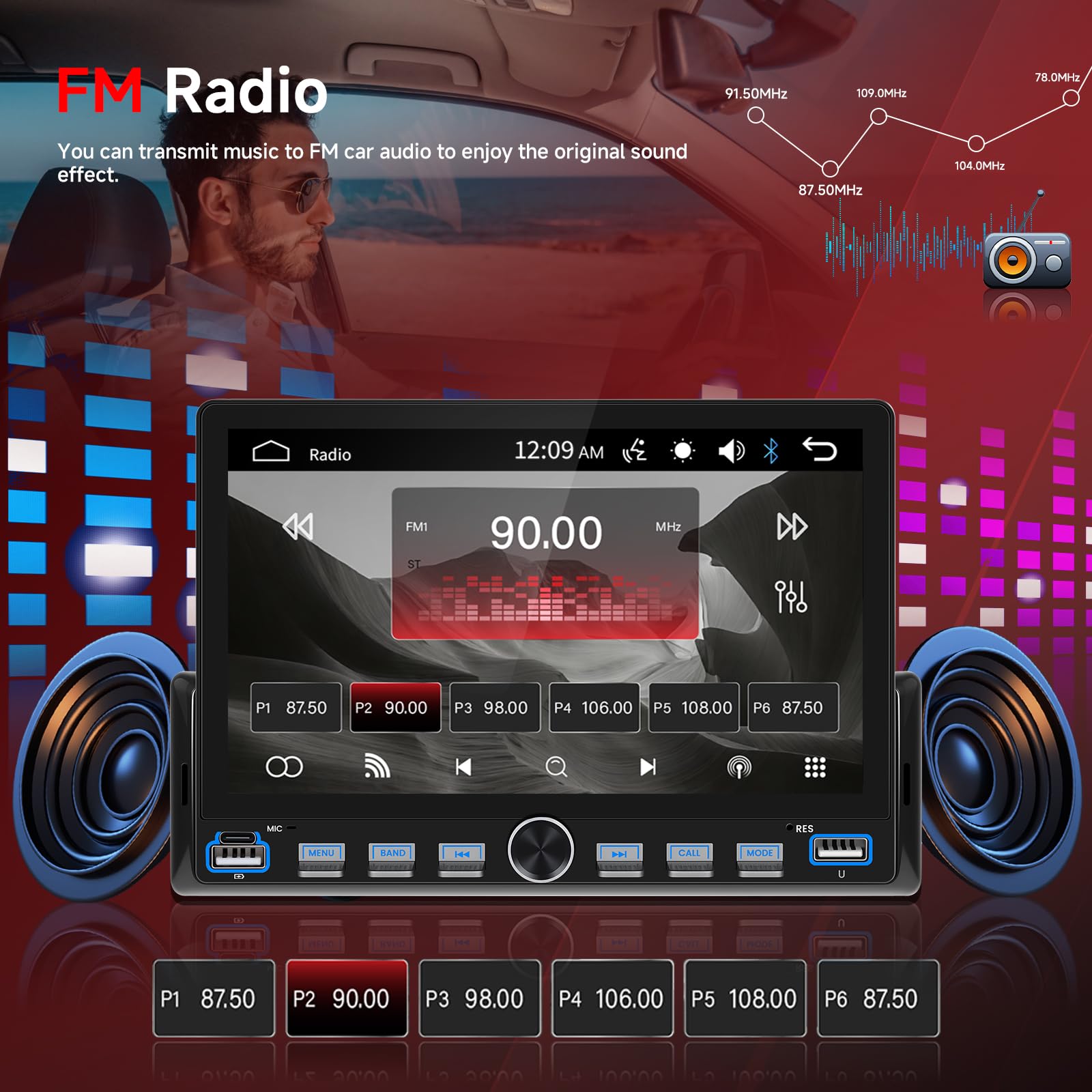 CAMECHO 1 DIN 7-calowy dotykowy odtwarzacz samochodowy z Bluetooth i mirror linkiem MP5 radio FM EQ USB sterowanie przyciskami na kierownicy + kamera
