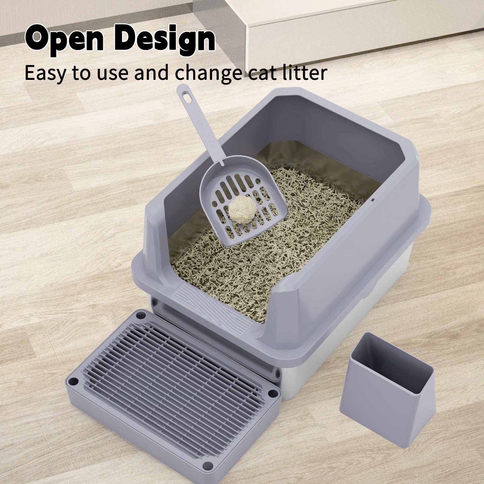 RIZZARI Cat Litter Box: Pink Stainless Steel Won’t Trap Odors - Easy Rinse Clean Non-Porous - Open Top Design - 11.6" High Sides - 17.3"x13.5" - with Scoop - Studio Apartment/Bathroom - image 5