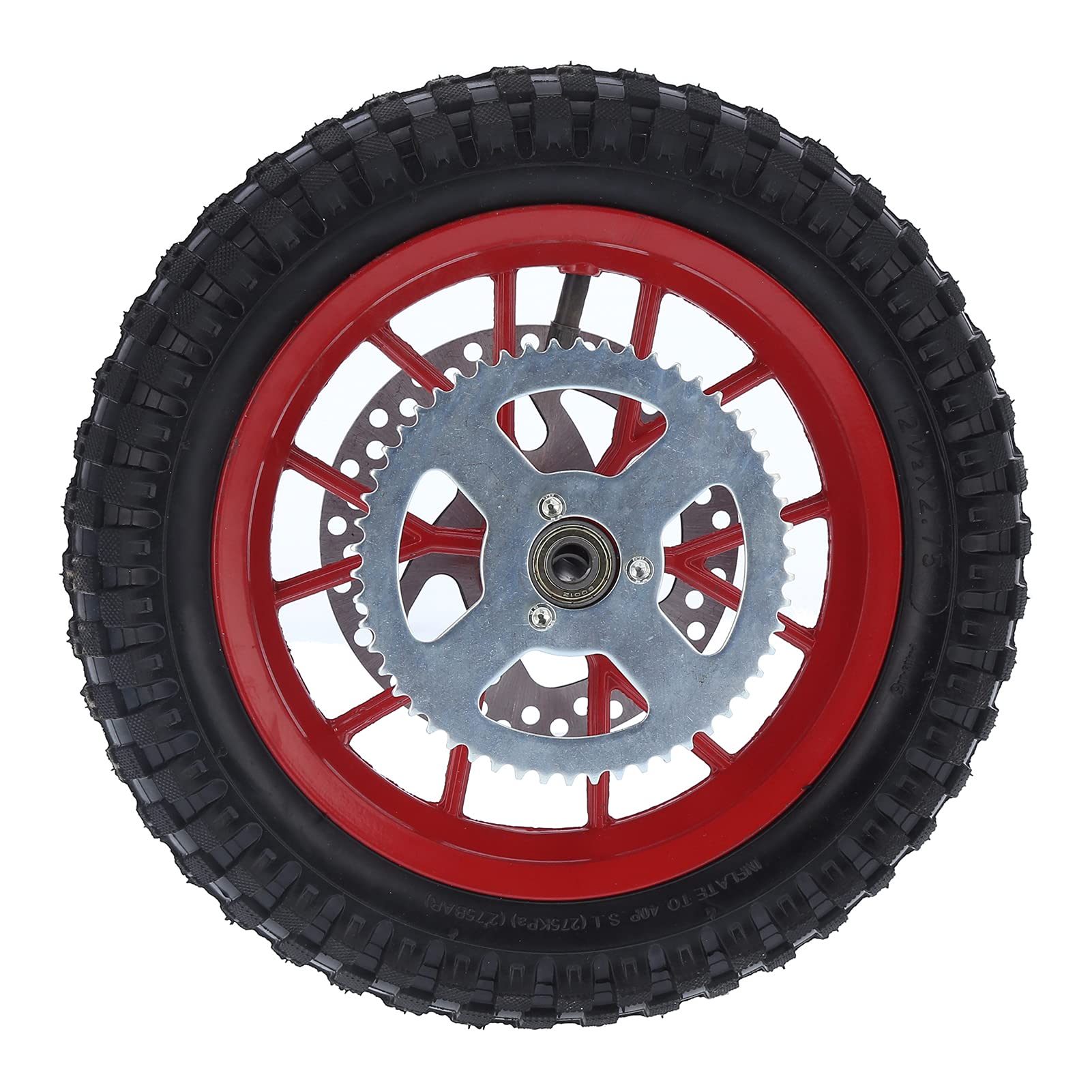 Tylne Koło Roweru Kieszonkowego Niezawodna Opona Przeciwpoślizgowa ze Stopu Stali do Roweru Terenowego 47 Cm3 49 Cm3, Wygodna w Użyciu dla Rowerzystów (C (czerwony))