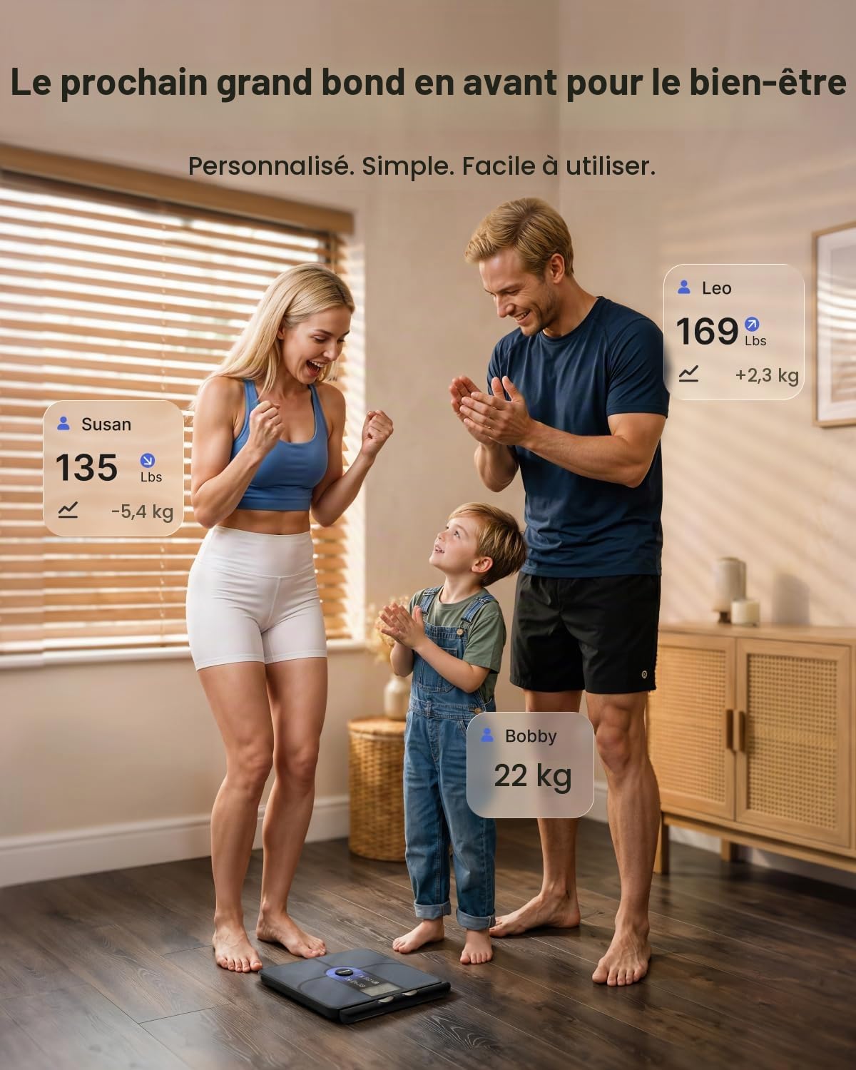 RENPHO MorphoScan Lite, Balance Impédancemètre 8 Électrodes avec Poignée | Balance connectée 8 électrodes BIA, plus de 50 données, profils automatiques, écran 7 jours, Bluetooth, 180 kg