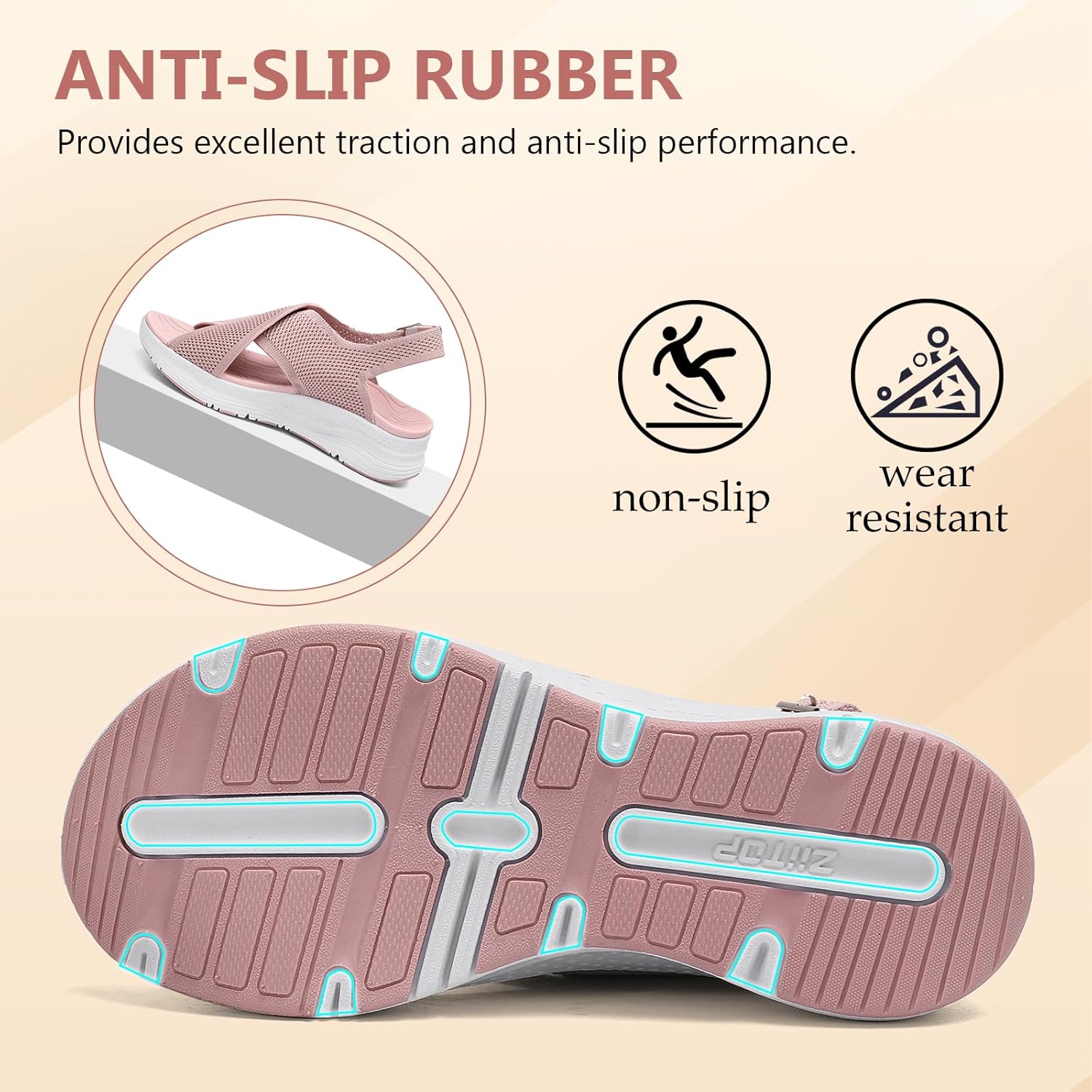 Womens Orthopedic Walking Sandals Thick Athletic Cushion Adjustable Strap Sandals with Comfortable Plantar Fasciitis Arch Support - Image 6