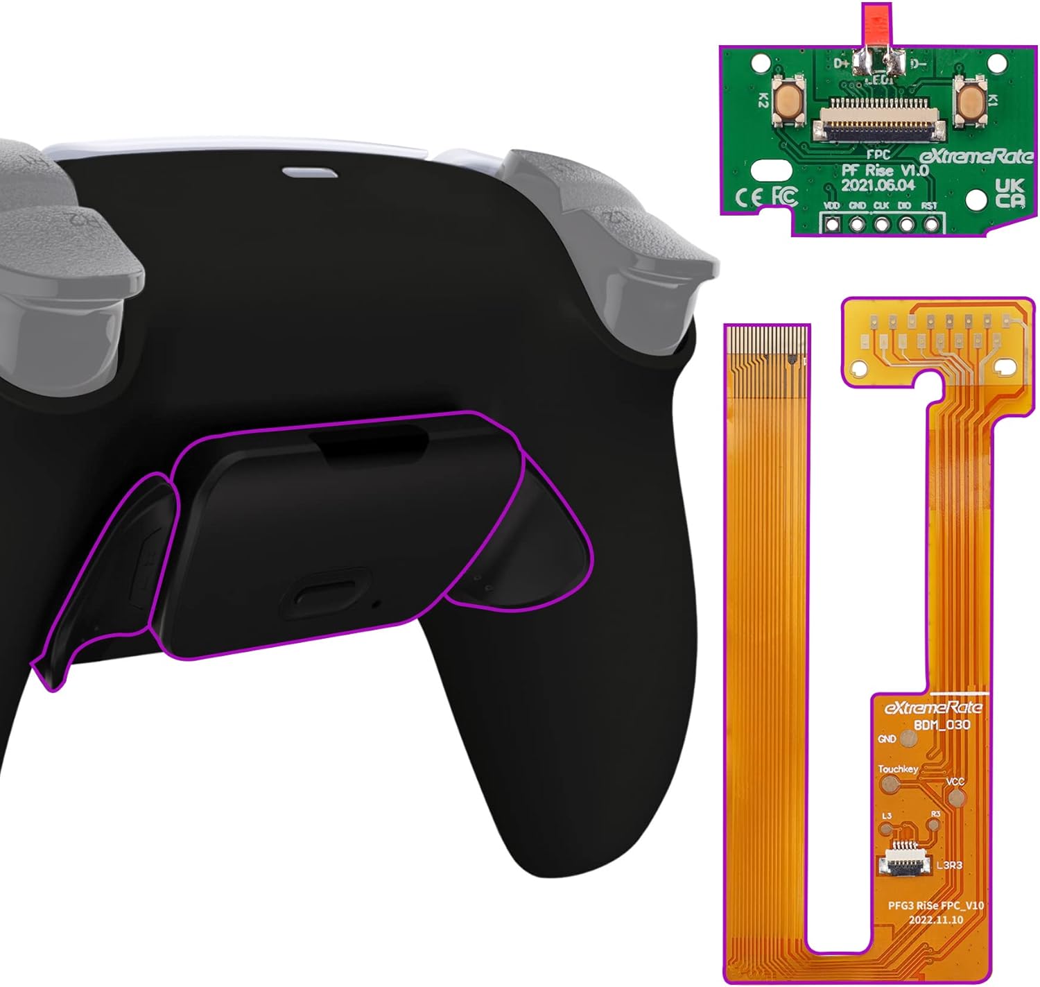 eXtremeRate Black Back Paddles Programable RISE Remap Kit for PS5