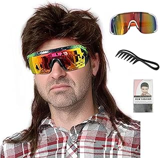 Mullet Wigs for Men Joe Dirt Emo Wig 80s 90s Costumes Fancy Party Accessory Cosplay Wig Halloween Man x (Dark Brown)