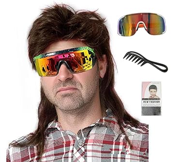 Mullet Wigs for Men Joe Dirt Emo Wig 80s 90s Costumes Fancy Party Accessory Cosplay Wig Halloween Man x Dark Brown