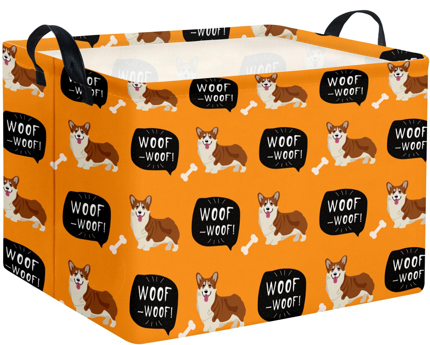 Woof Dog Basket Storage Bin, Orange
