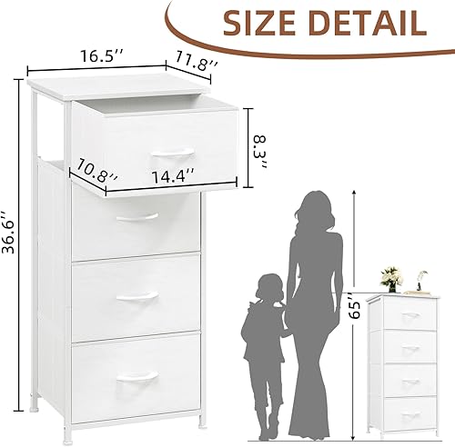 Miniatura 3 de Somdot - Cajonera alta para dormitorio, organizador de 4 cajones con cubos de tela extraíbles para la sala de estar, clóset, buró, cuarto de niños,