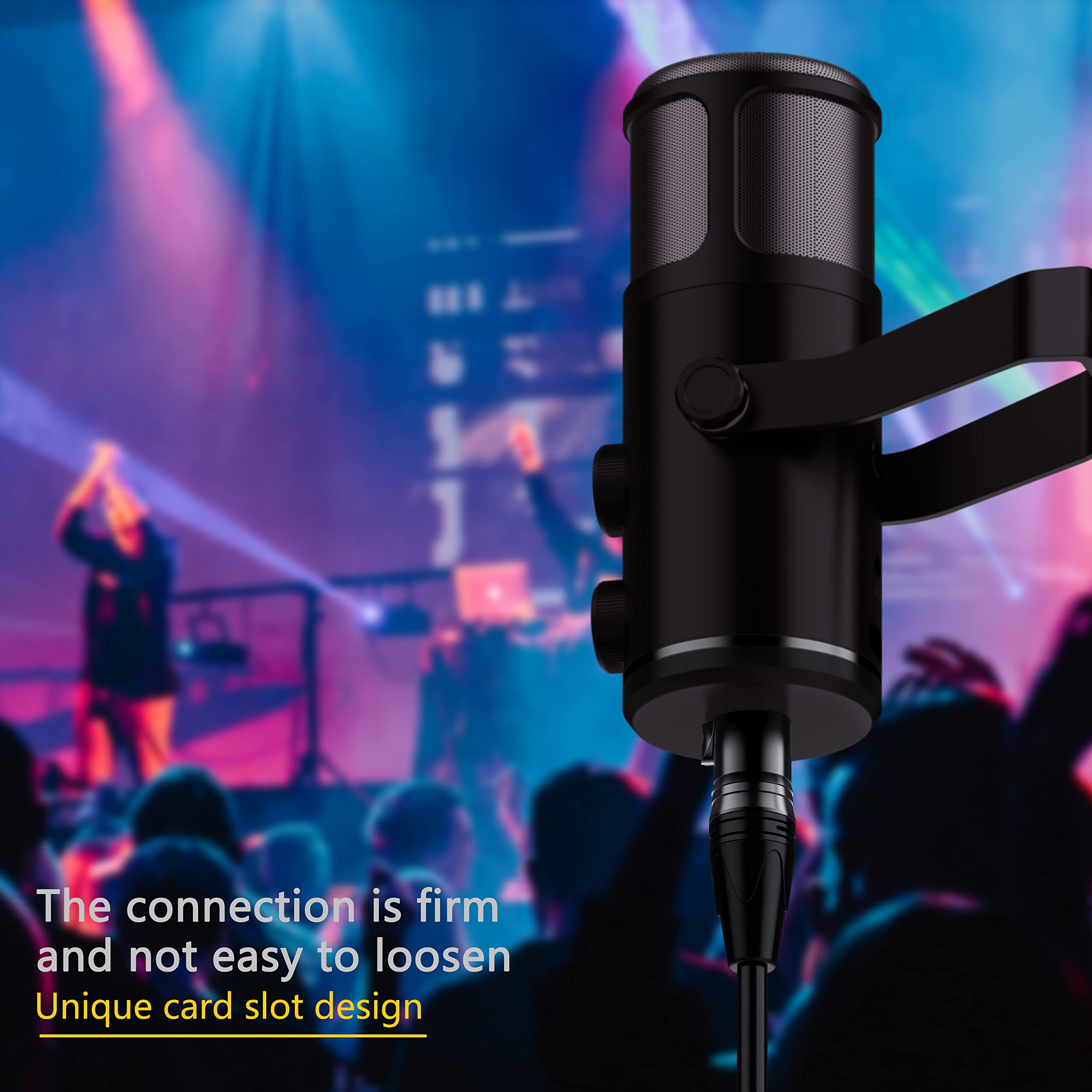 Cavi XLR da 4,6 m, confezione da 4 cavi professionali per microfono XLR, da maschio a femmina, placcati oro, 3 pin, cavi bilanciati per microfono, multicolore