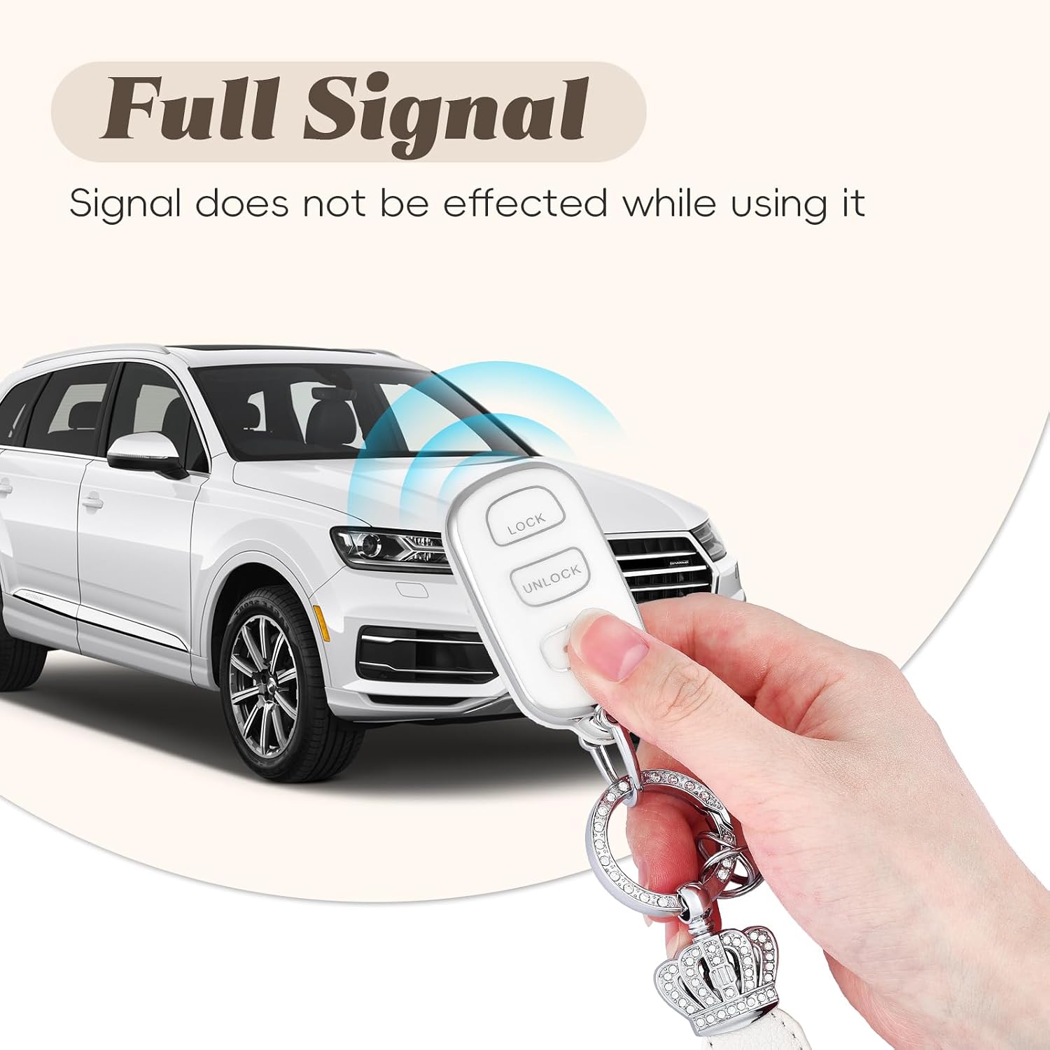 OFFCURVE Key Fob Cover with Leather Keychain for Toyota, Soft TPU Car Key Cover Case Holder for 2002-2006 Camry / 2002-2003 Solara Keyless Entry Remote Key Accessories, Silver White image 5